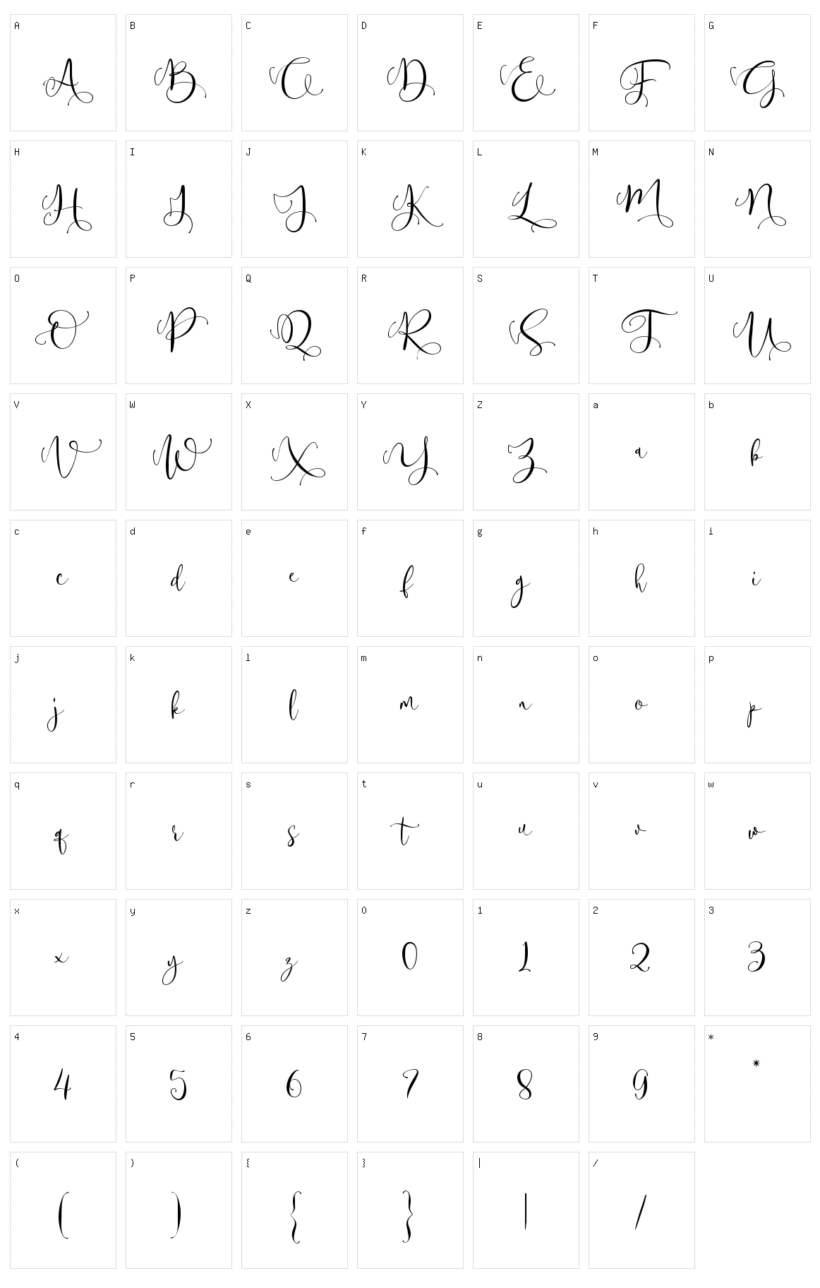 Passquina Character Set