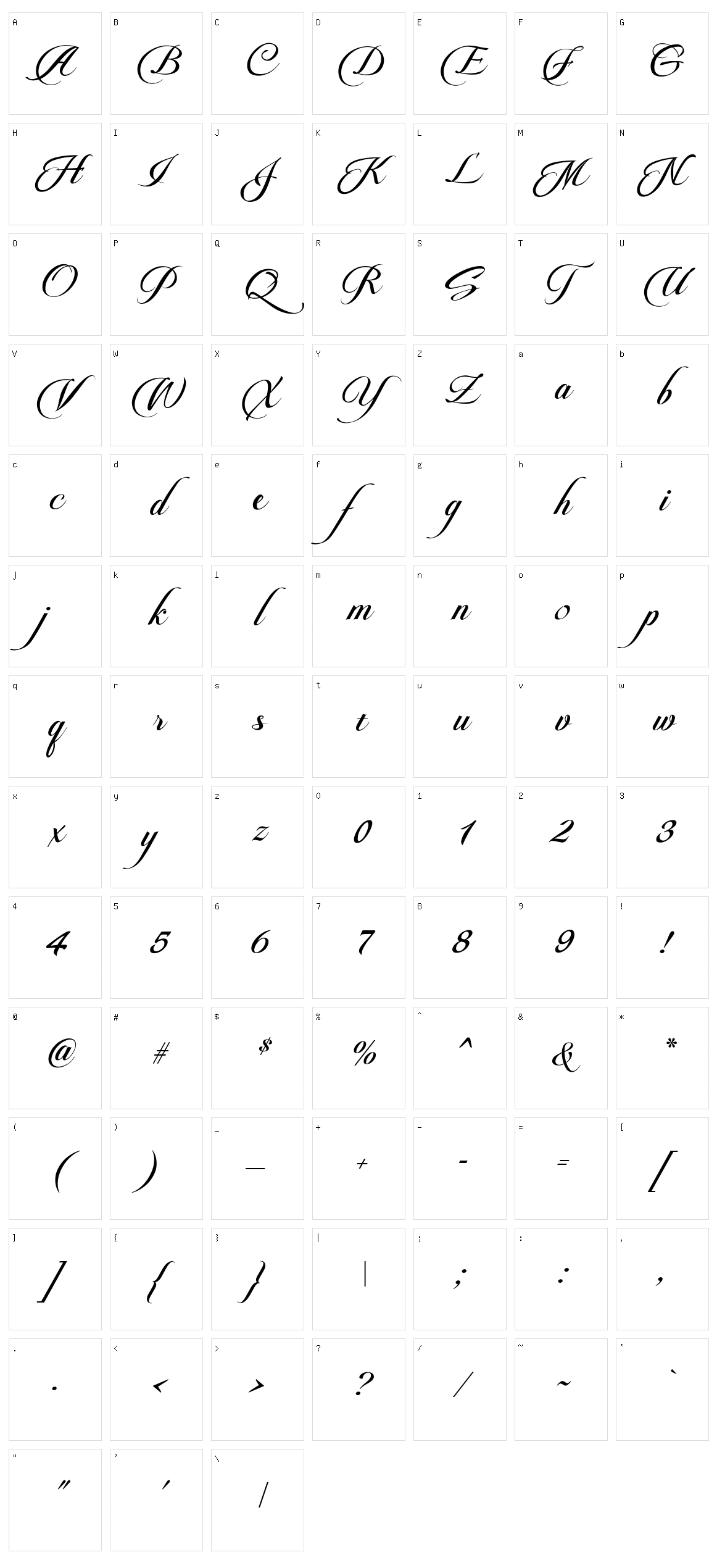 Pateglamt Script Character Set