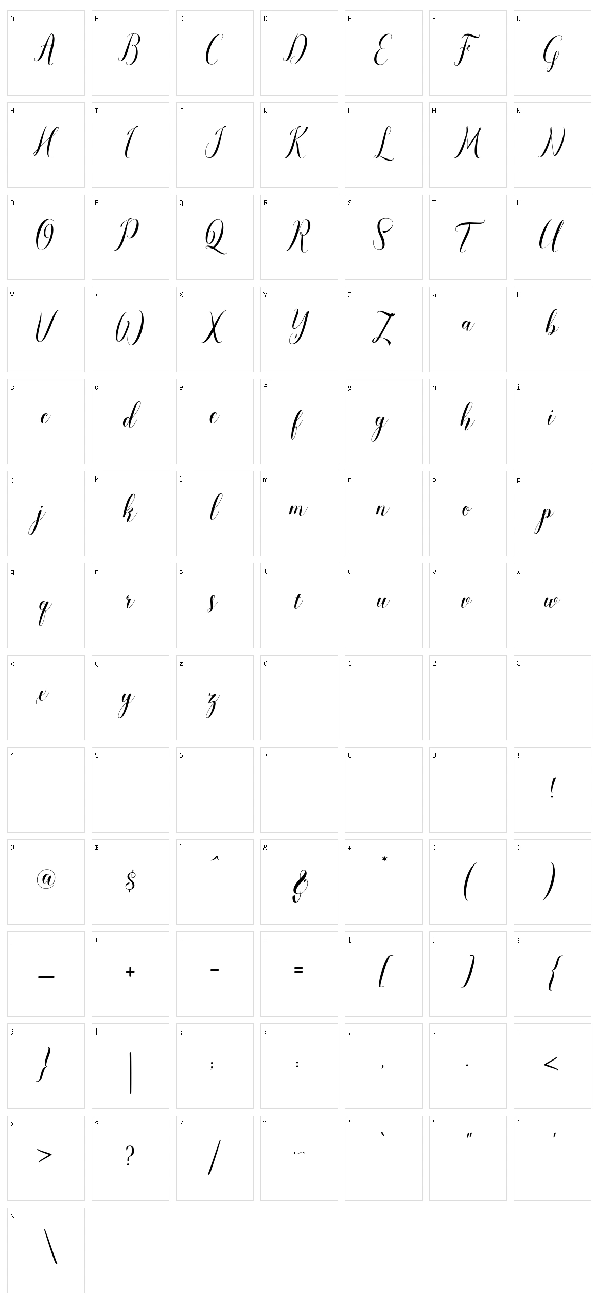Pauline Script Character Set