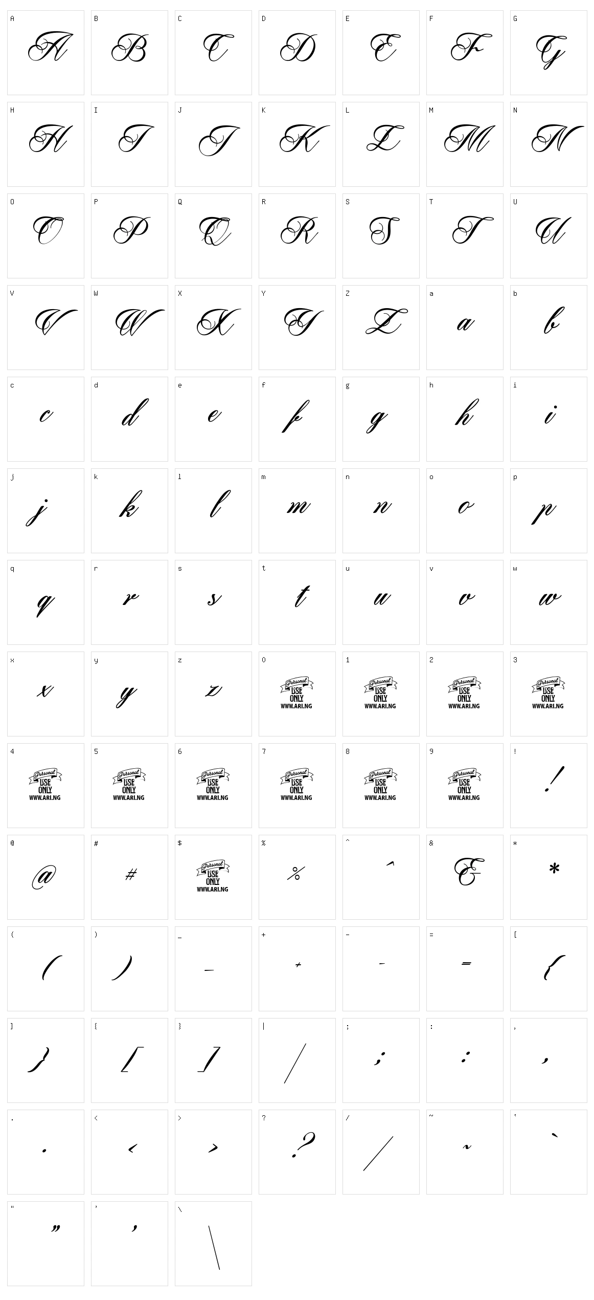 Pharmount Character Set