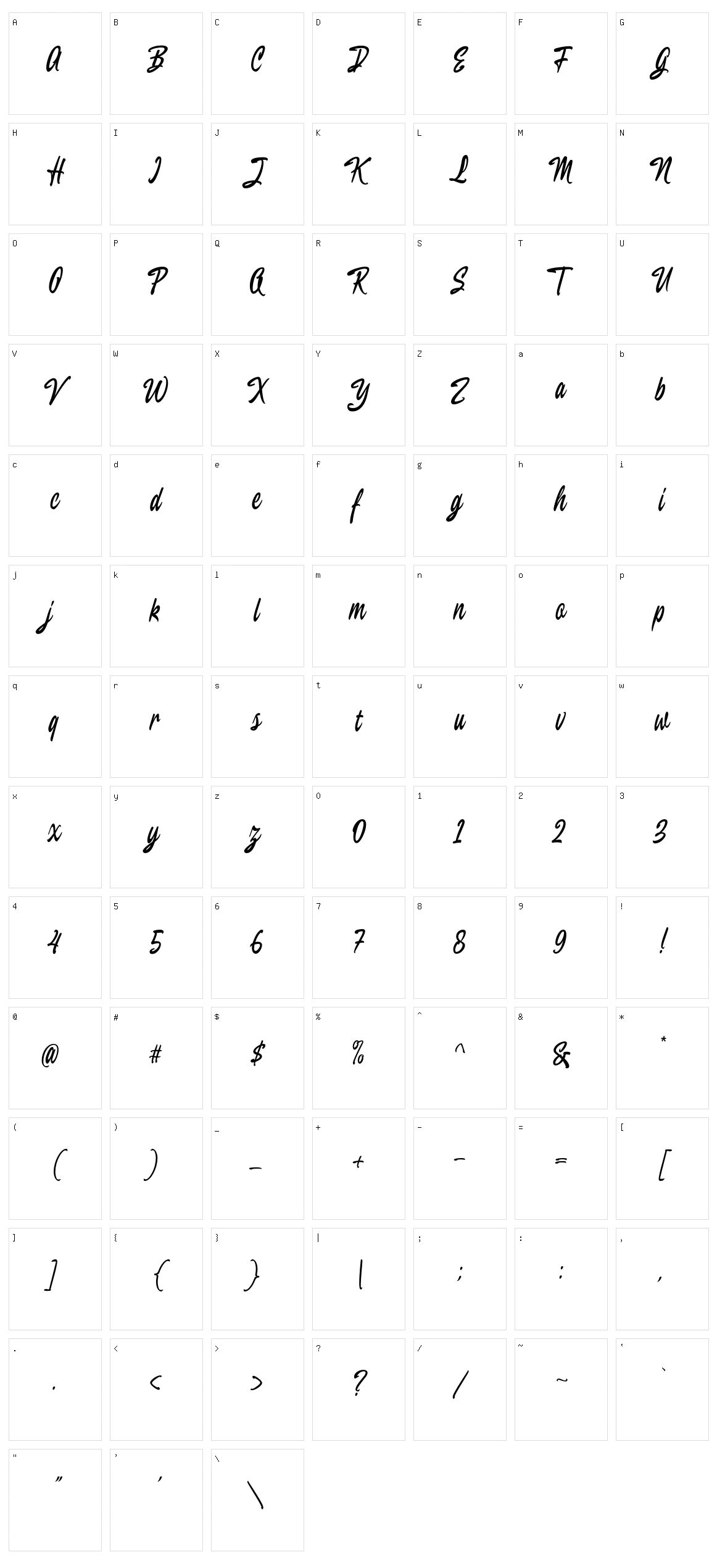 Pinsmalle Character Set