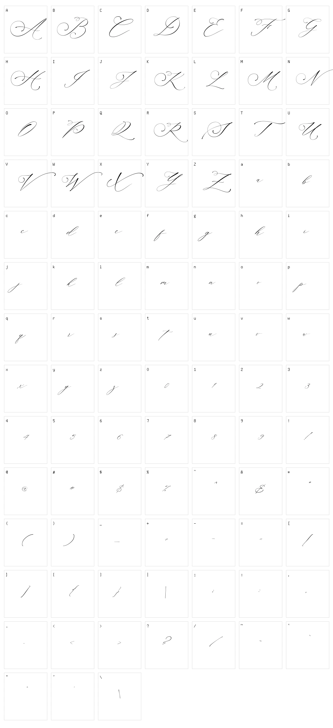 Planolla Character Set