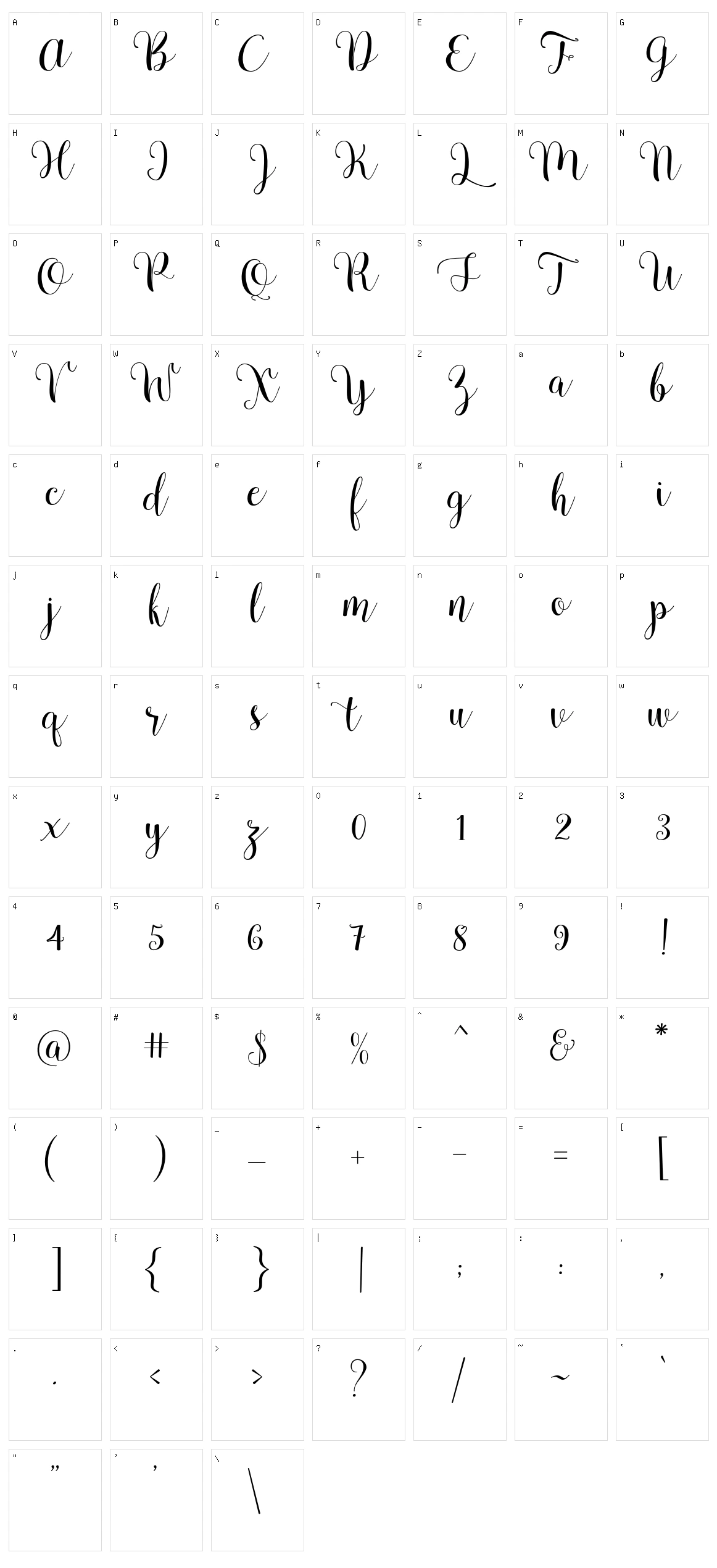 Pradyse Character Set