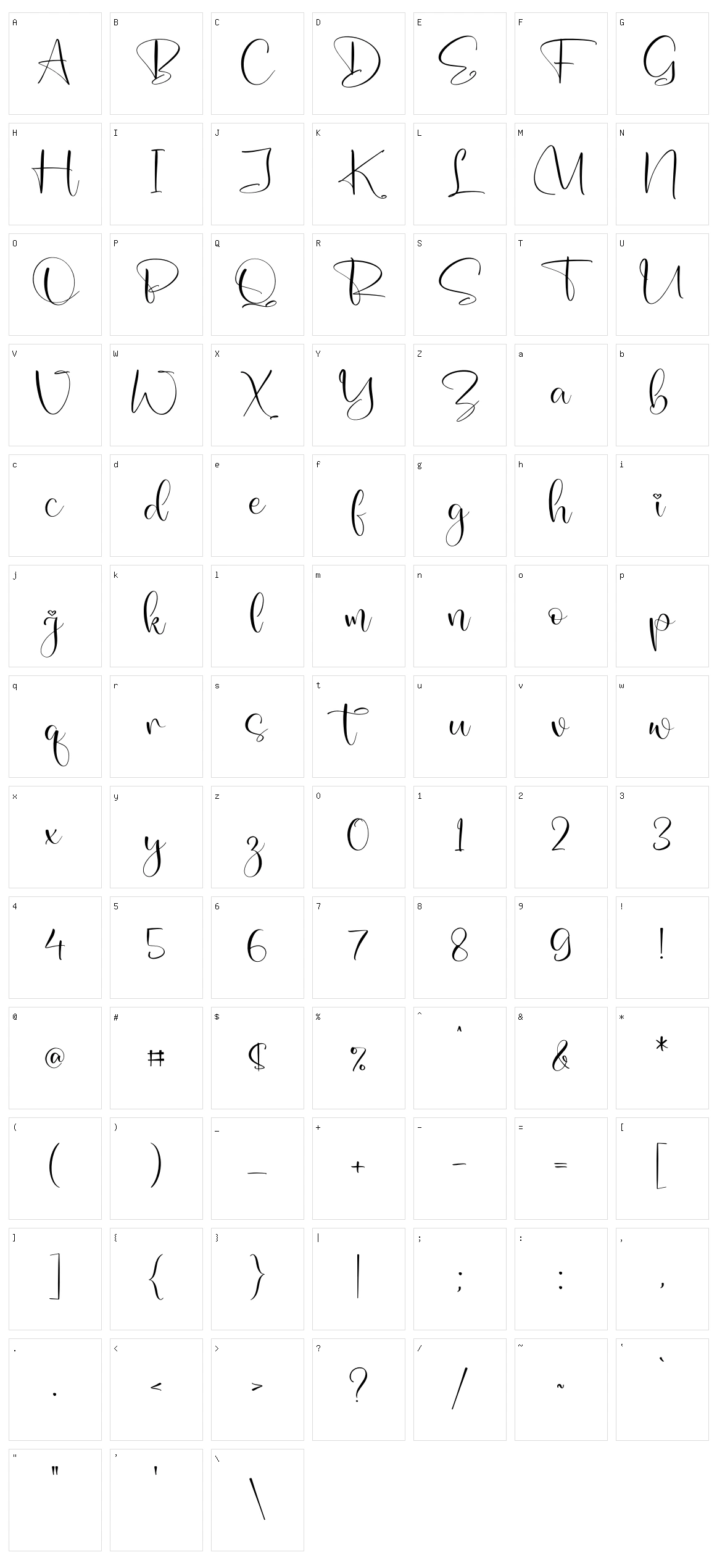 Prillia Character Set