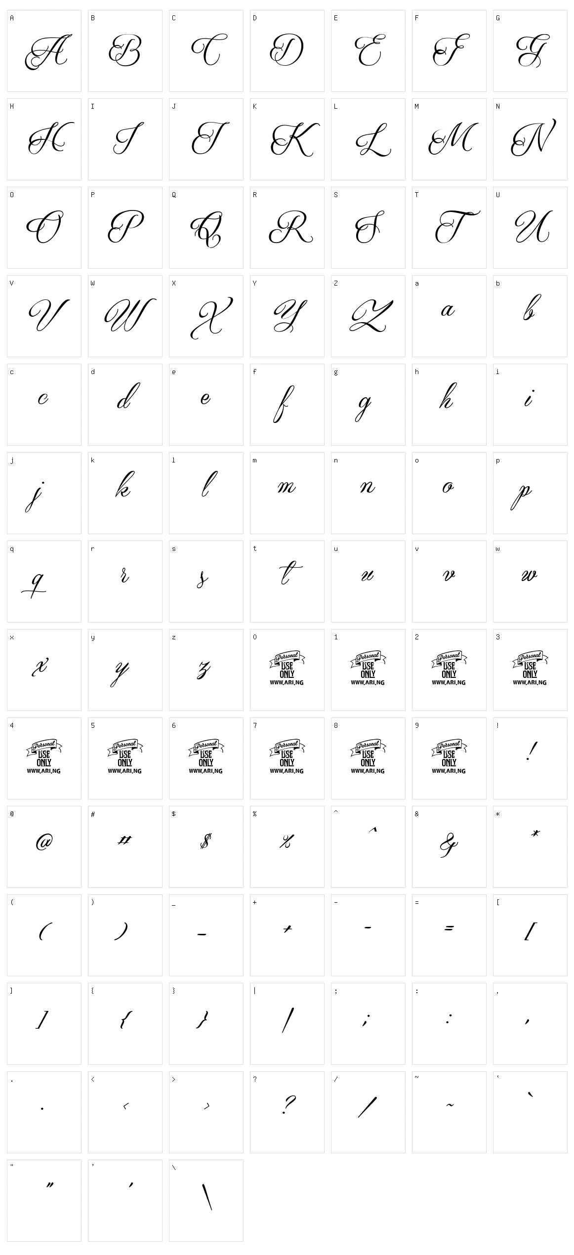 Qaskin Character Set