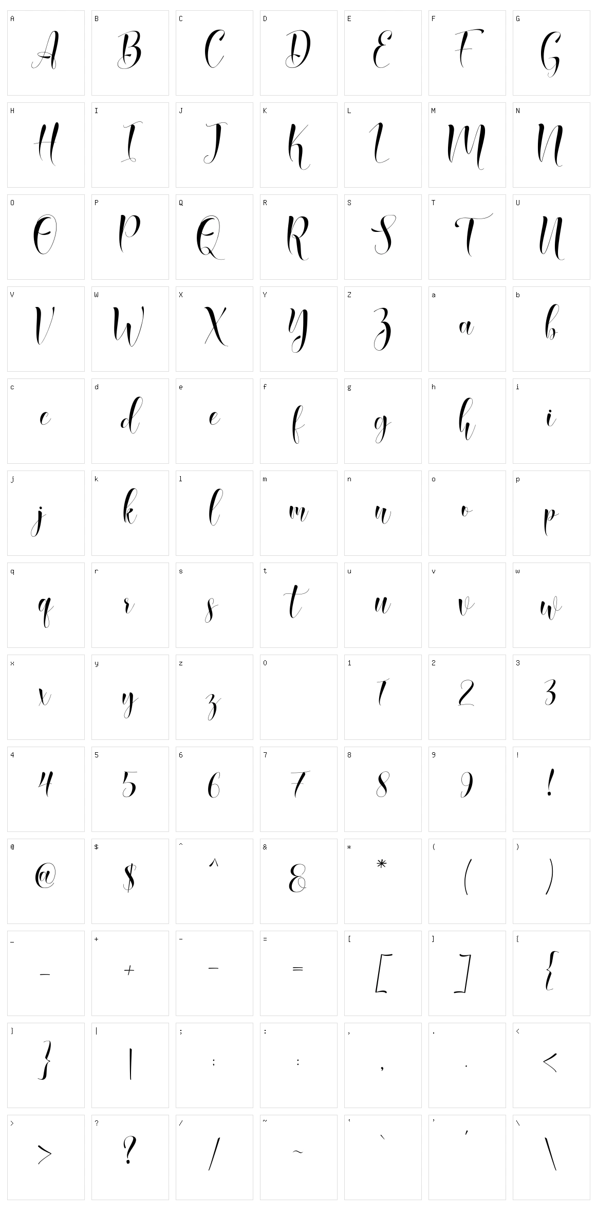 Qasmi Script Character Set