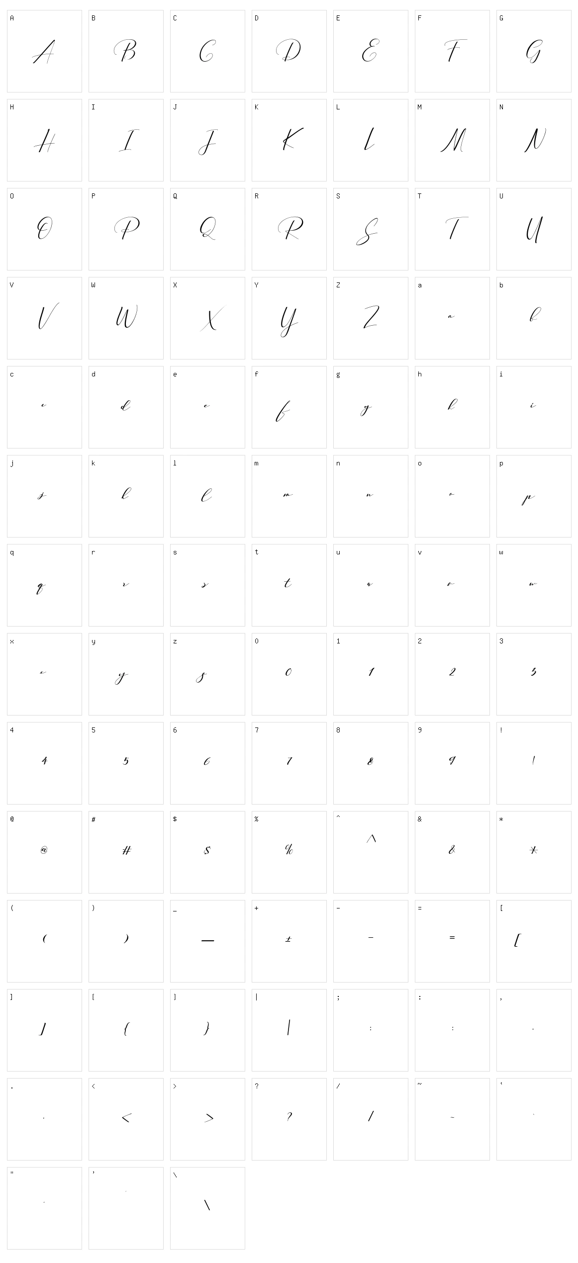 Quick Start Character Set