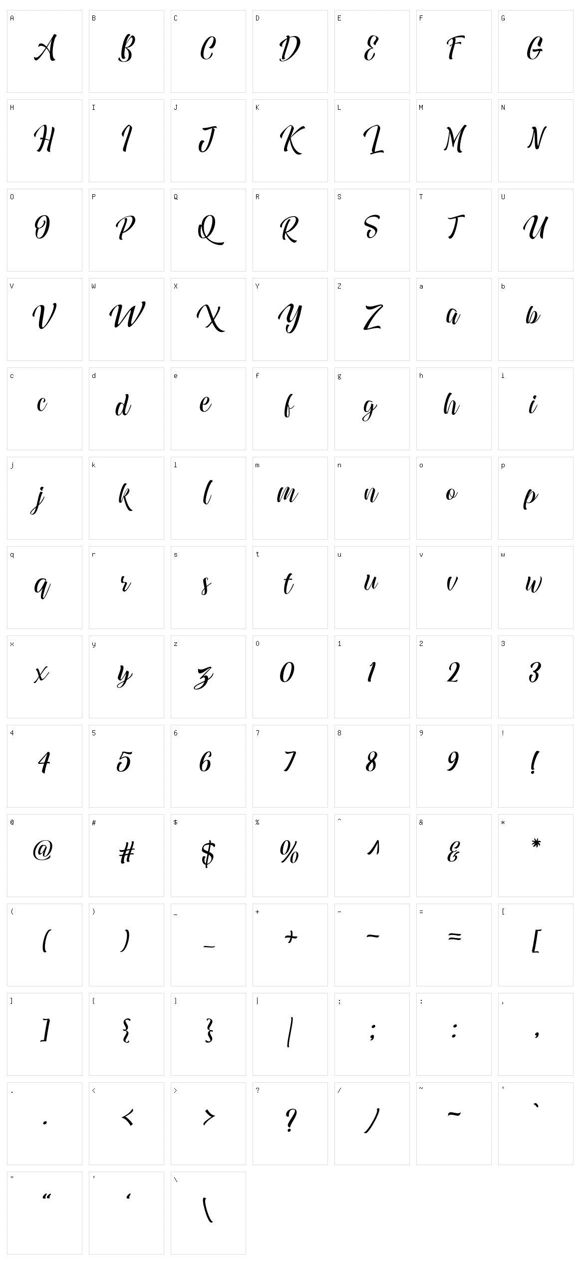 Quickers Character Set