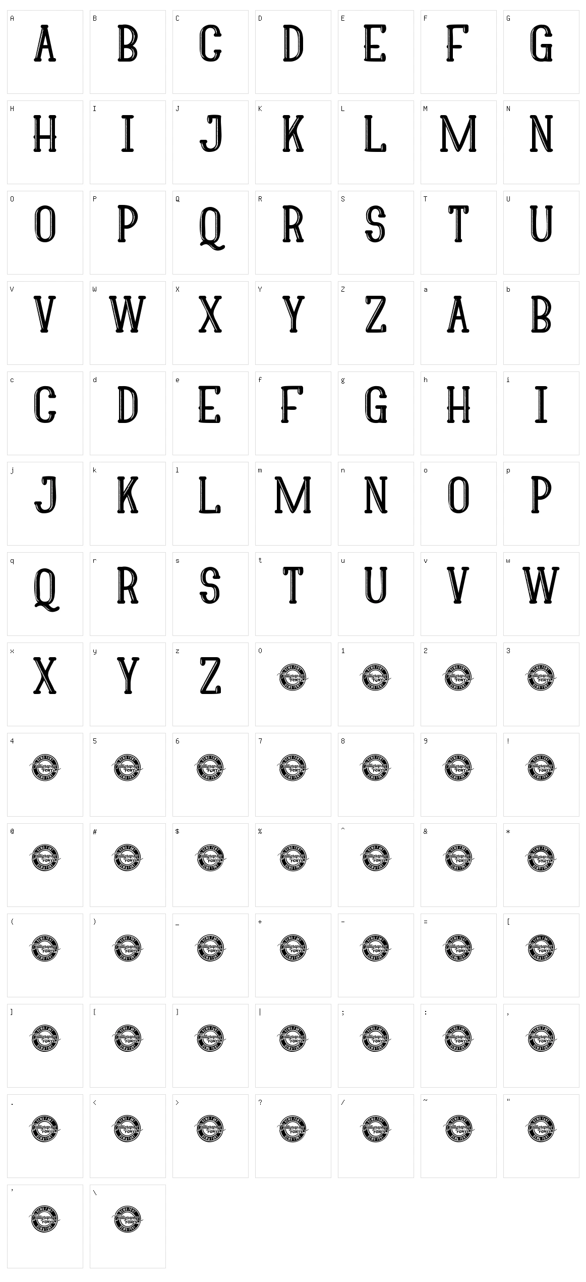 Ralins Script Character Set