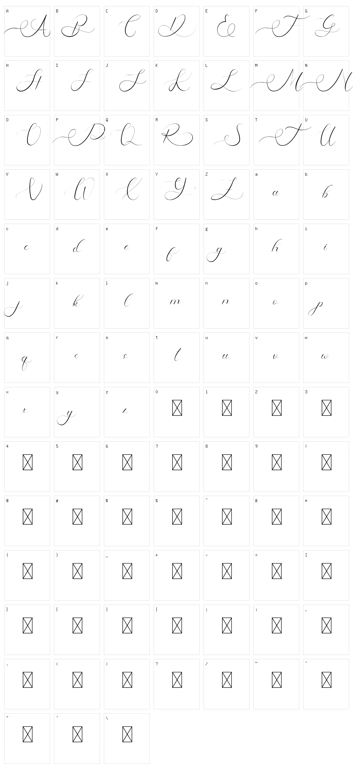 Raysha Moonly Character Set