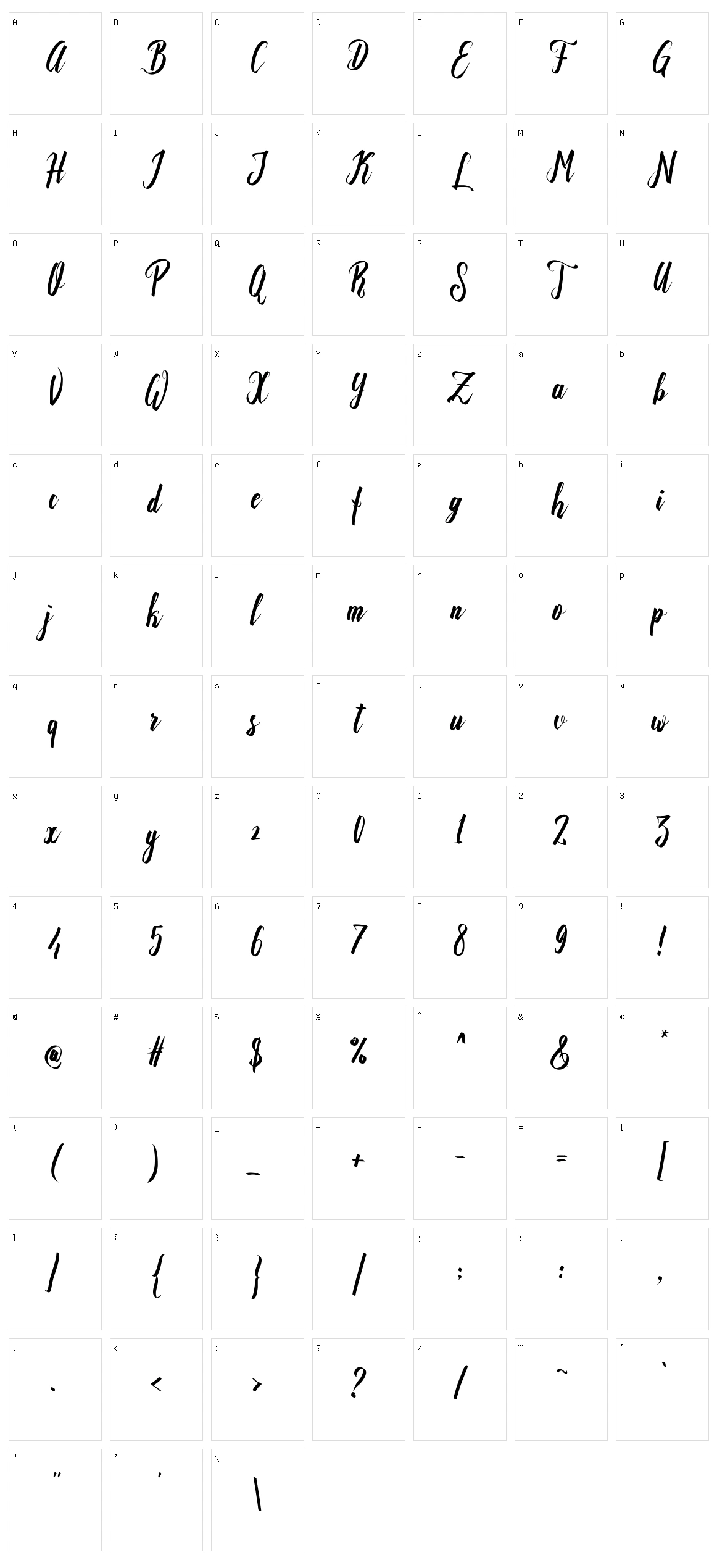 Recognition Script Character Set