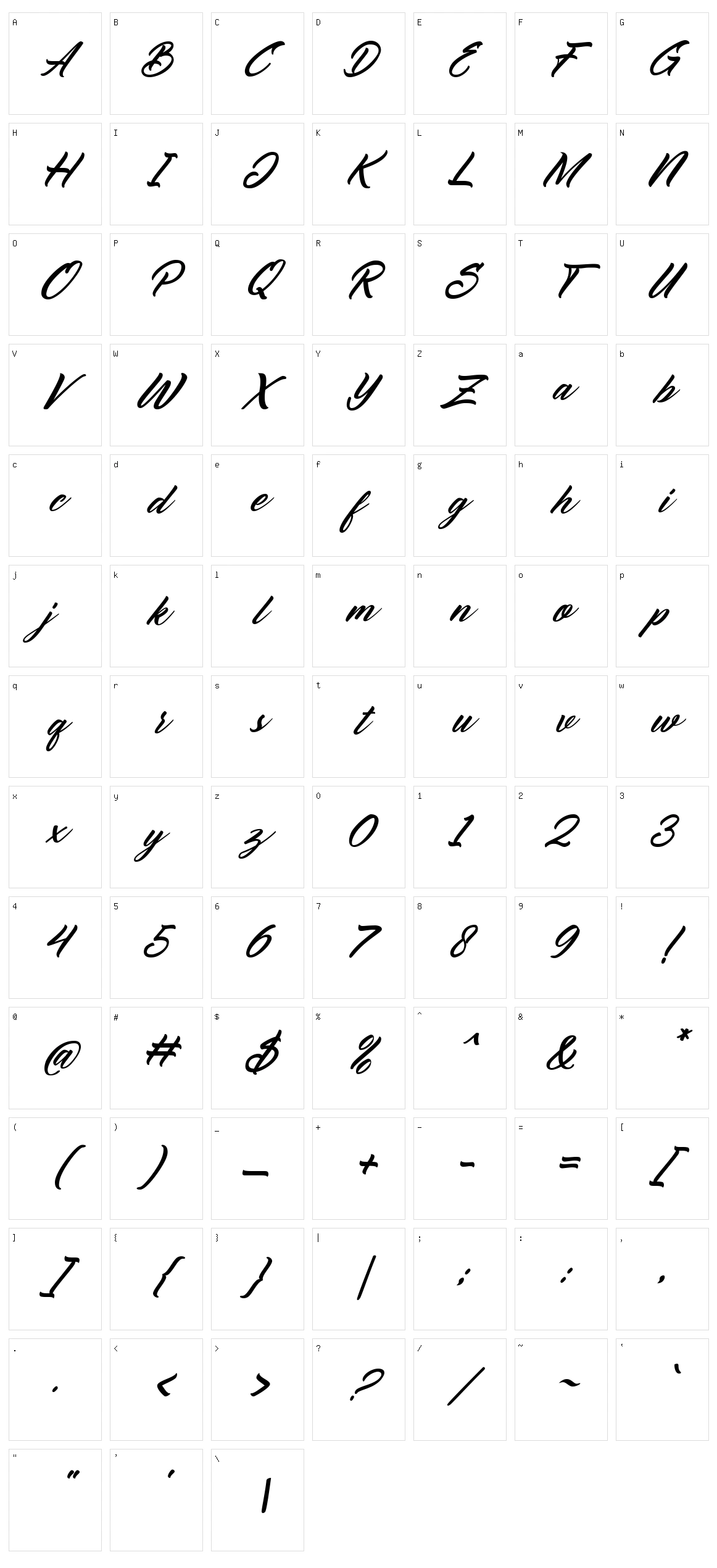 Reflisatta Character Set