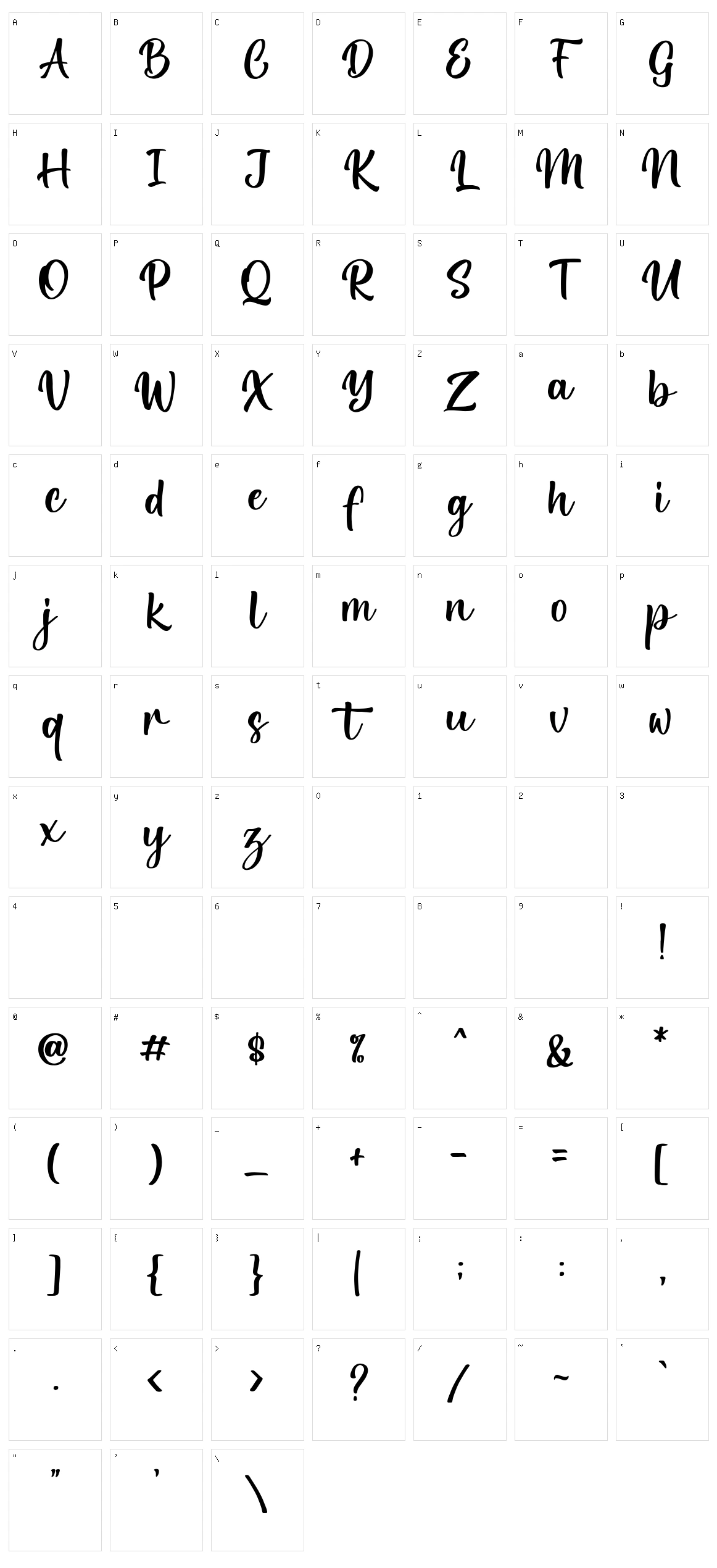 Relight Script Character Set