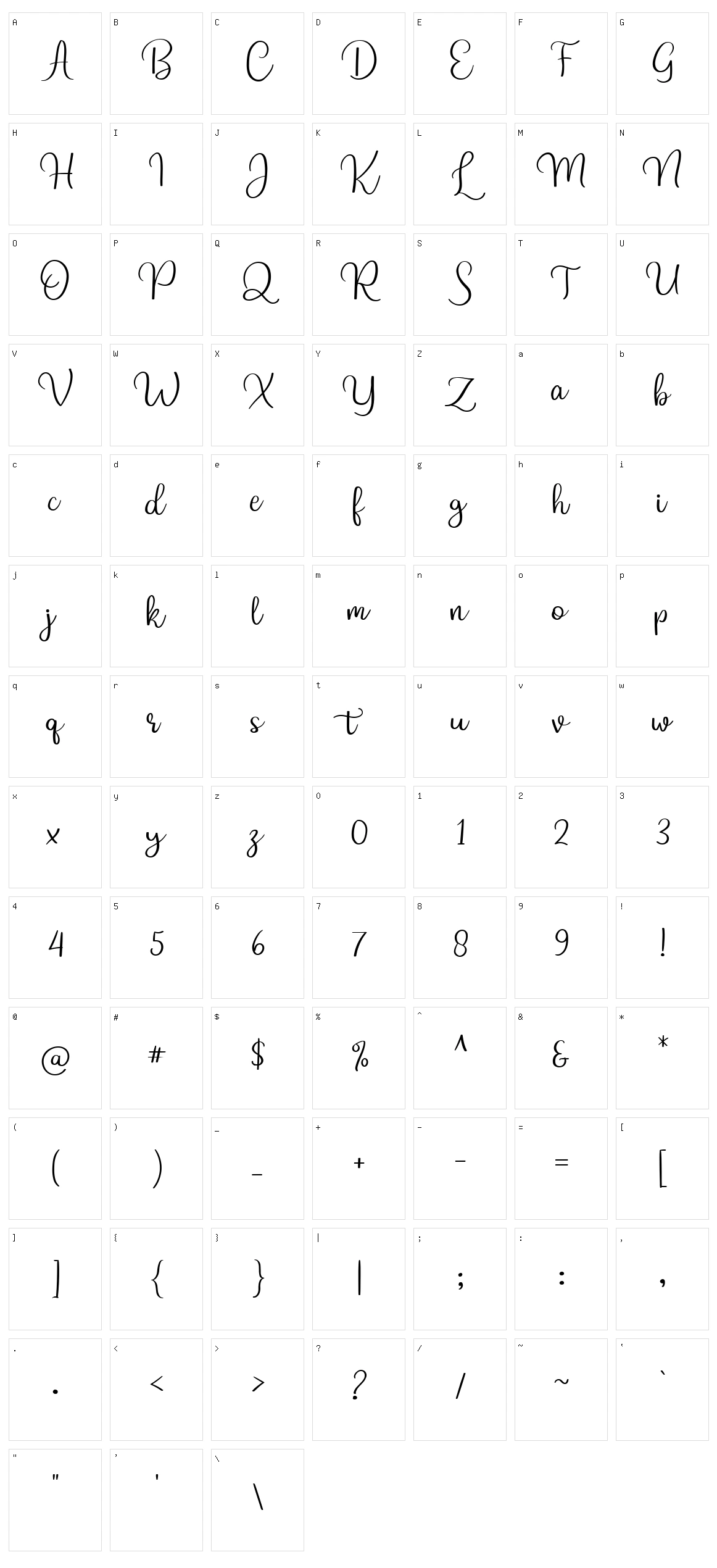 Relista Character Set