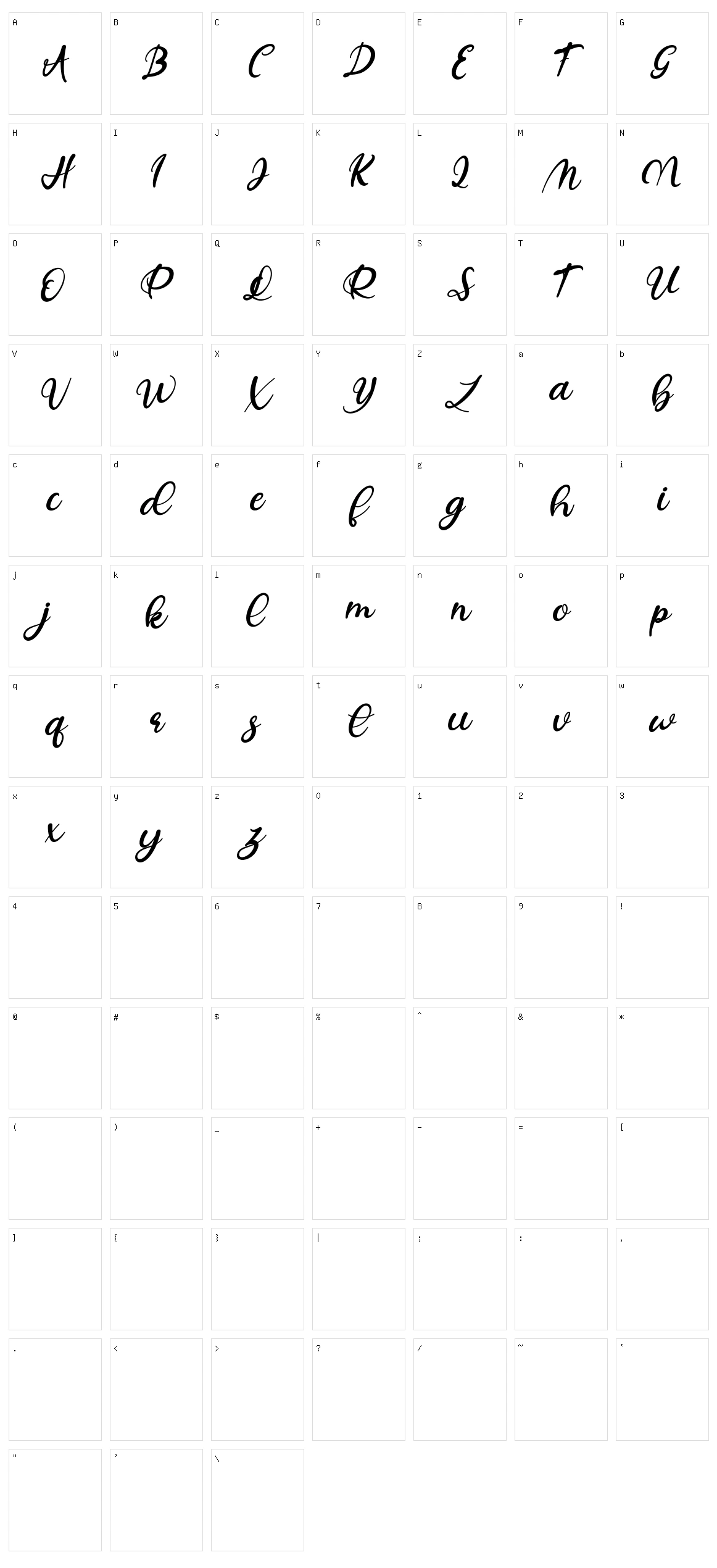 Reysha Character Set