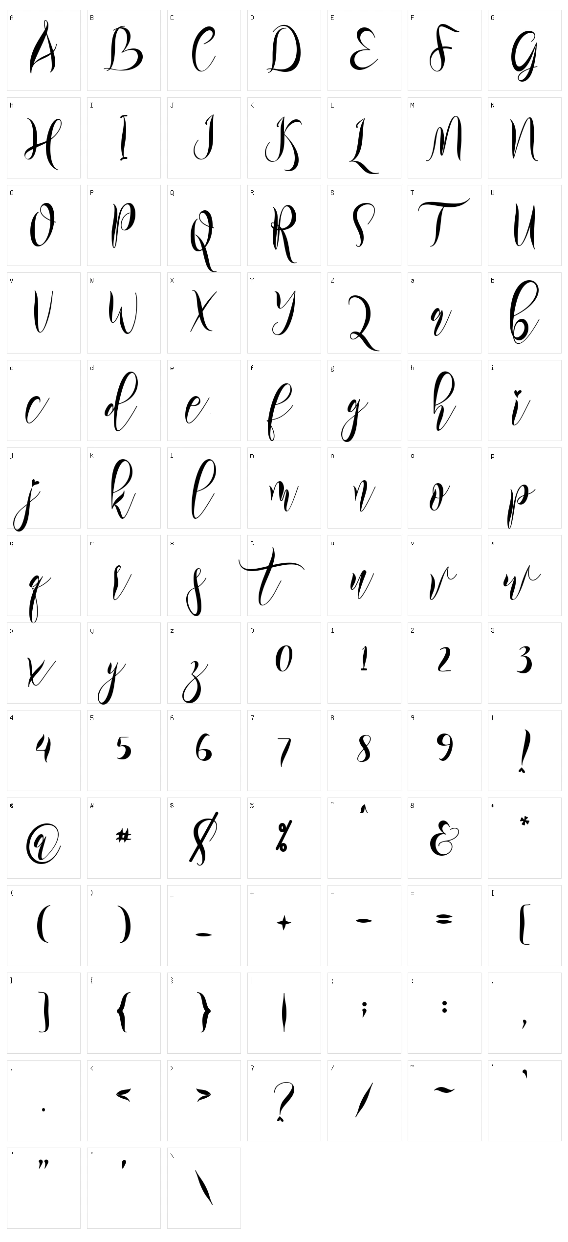 Rillilove Character Set