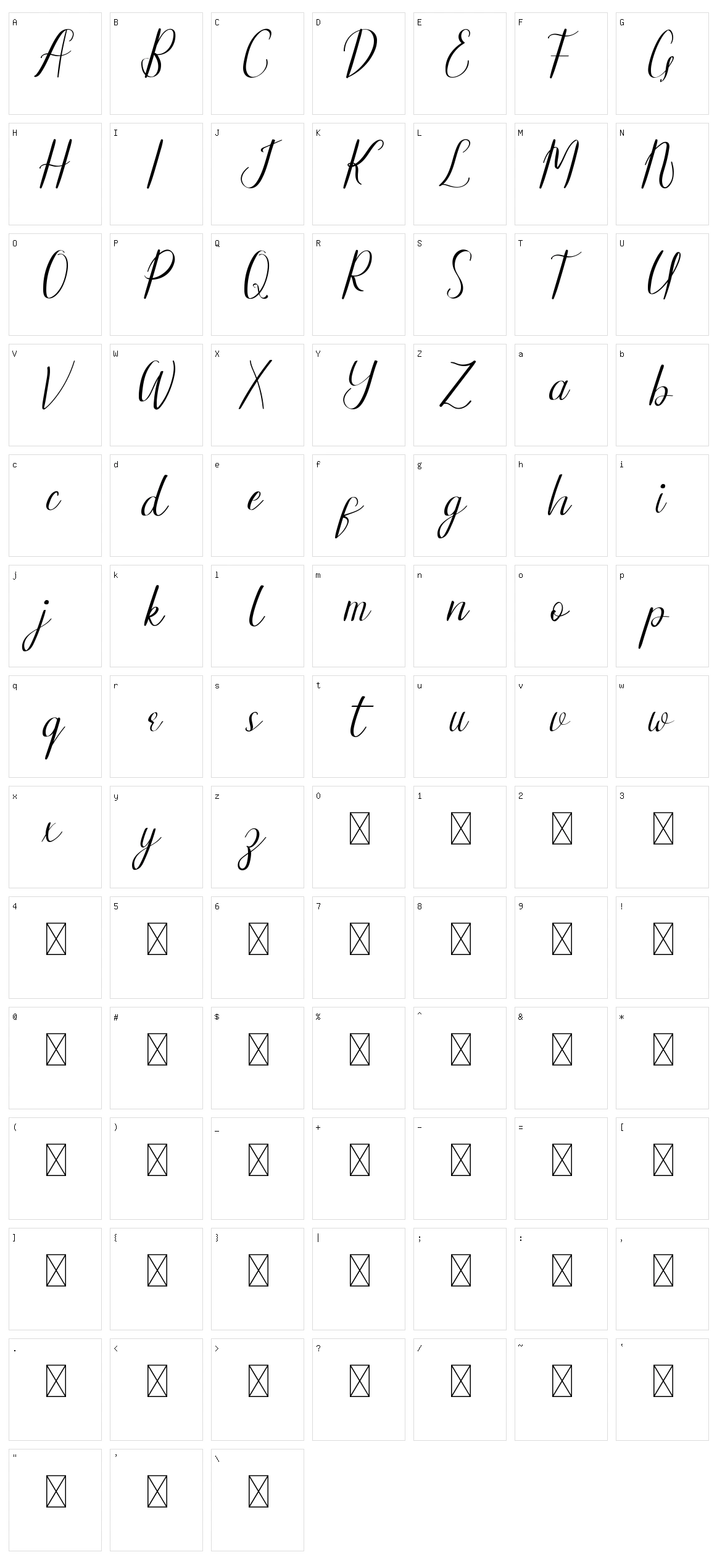 Rubicela Character Set