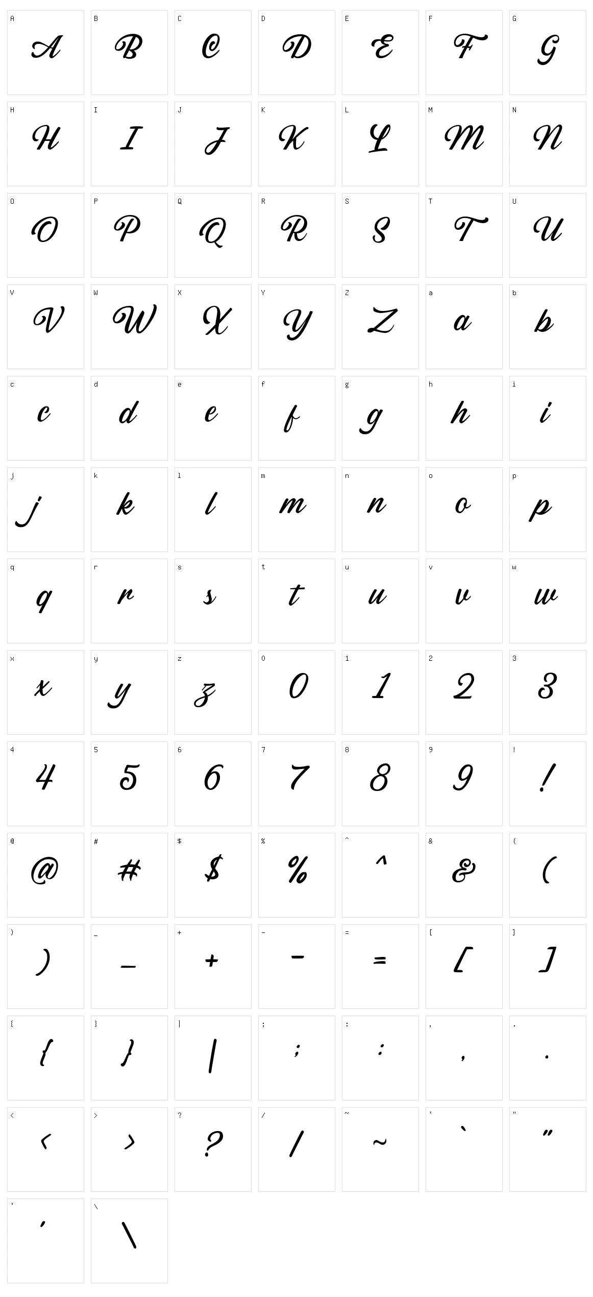 Sabatons Script Character Set