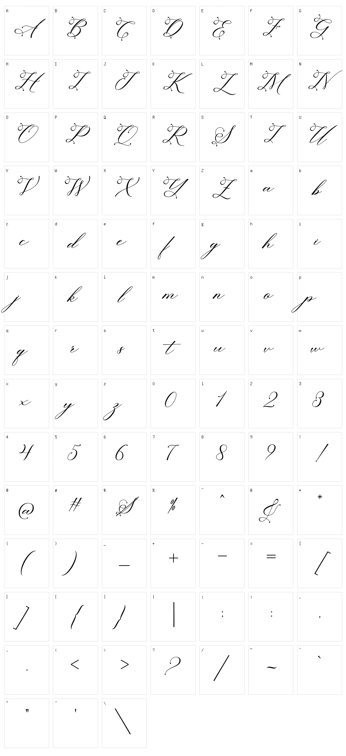 Sagita Script Character Set