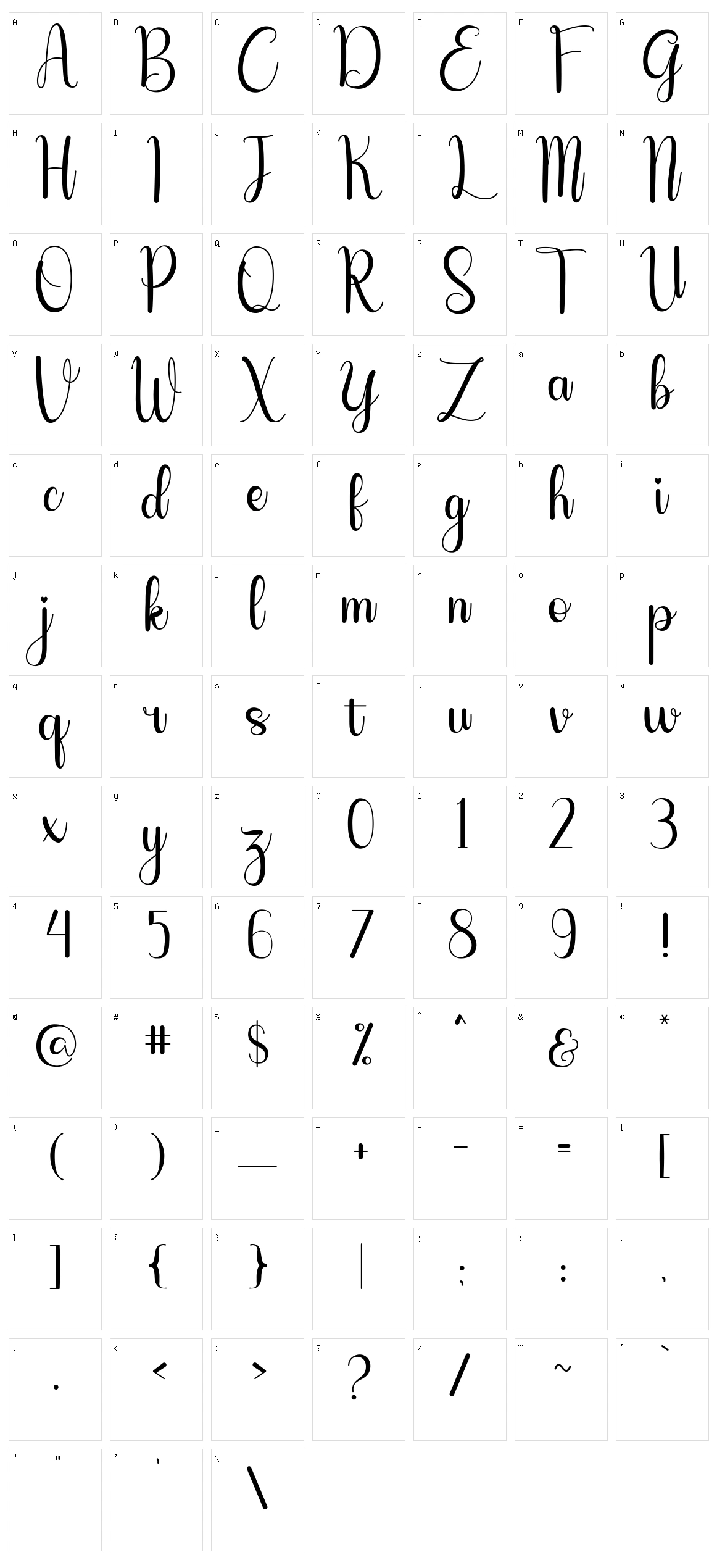 Sailyme Character Set