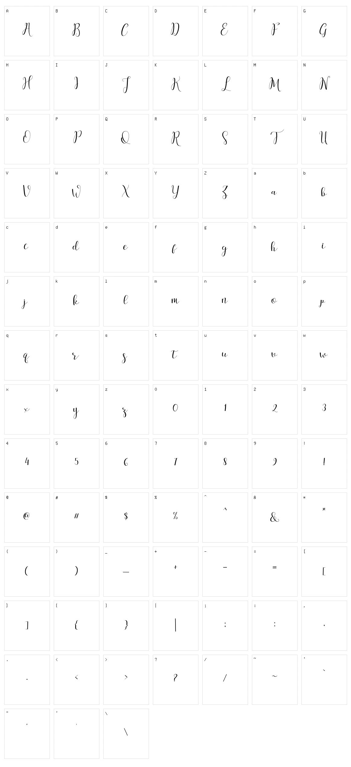 Salita Script Character Set