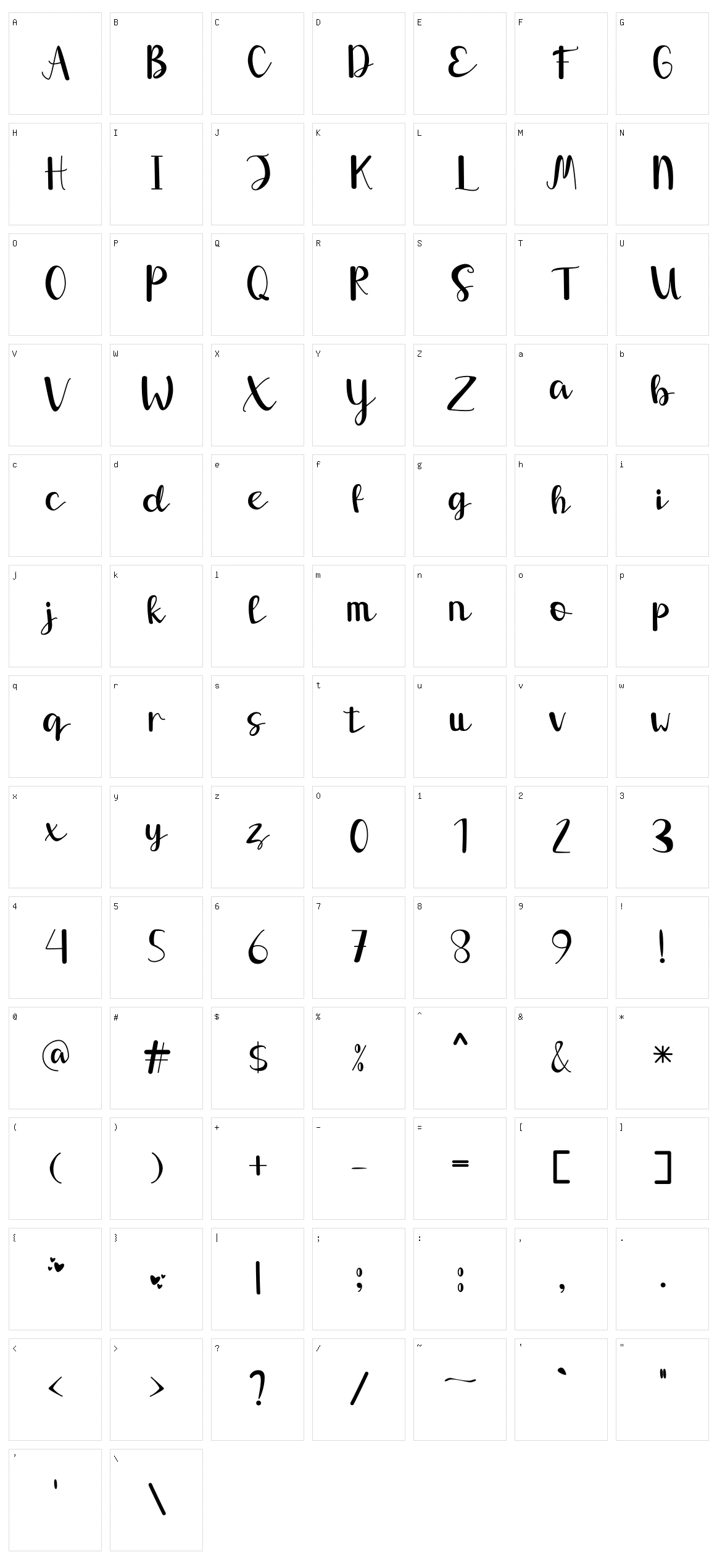 Salsabila Character Set