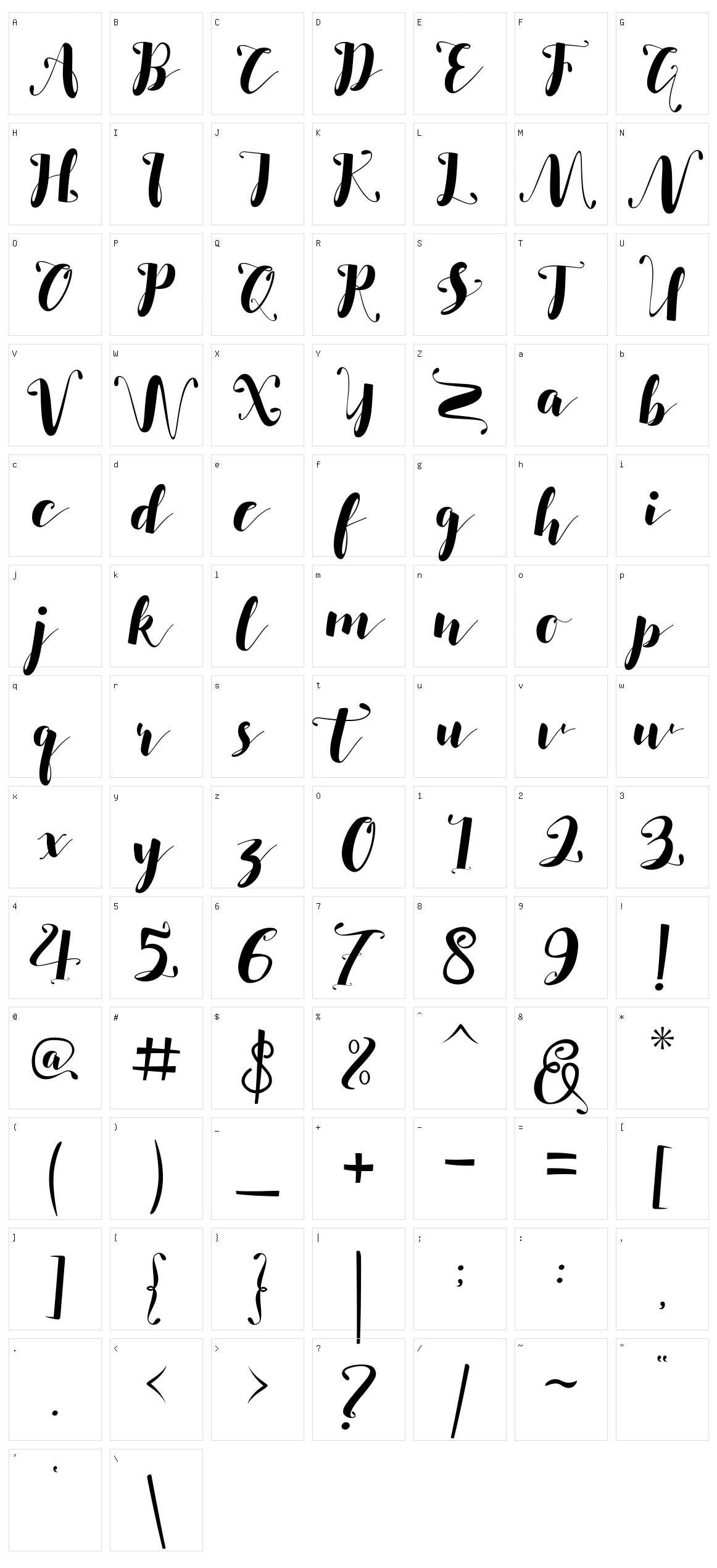 Salsabilla Character Set