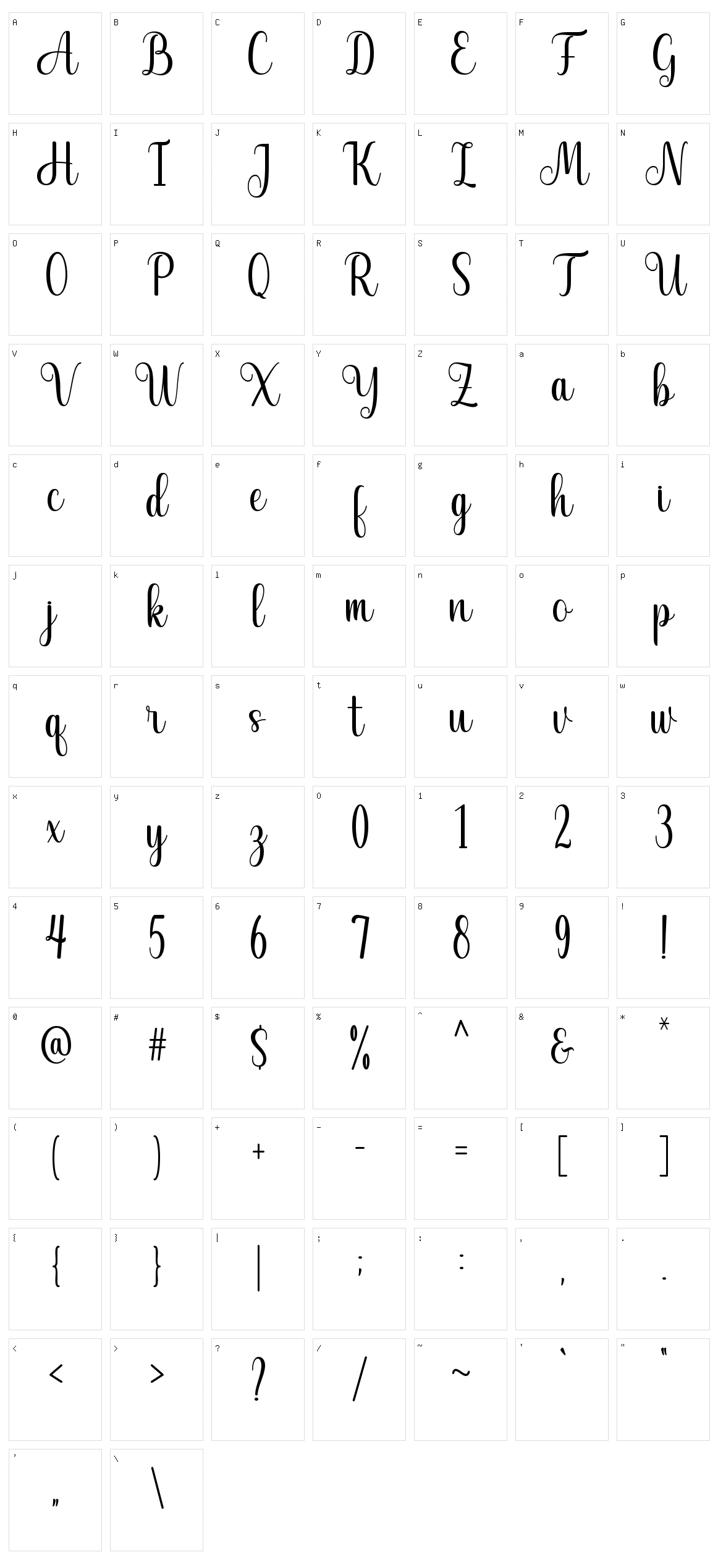 Sashamitha Character Set