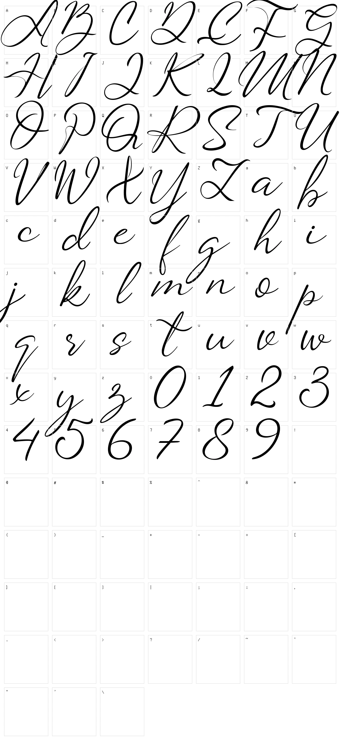 Saturdate Script Character Set
