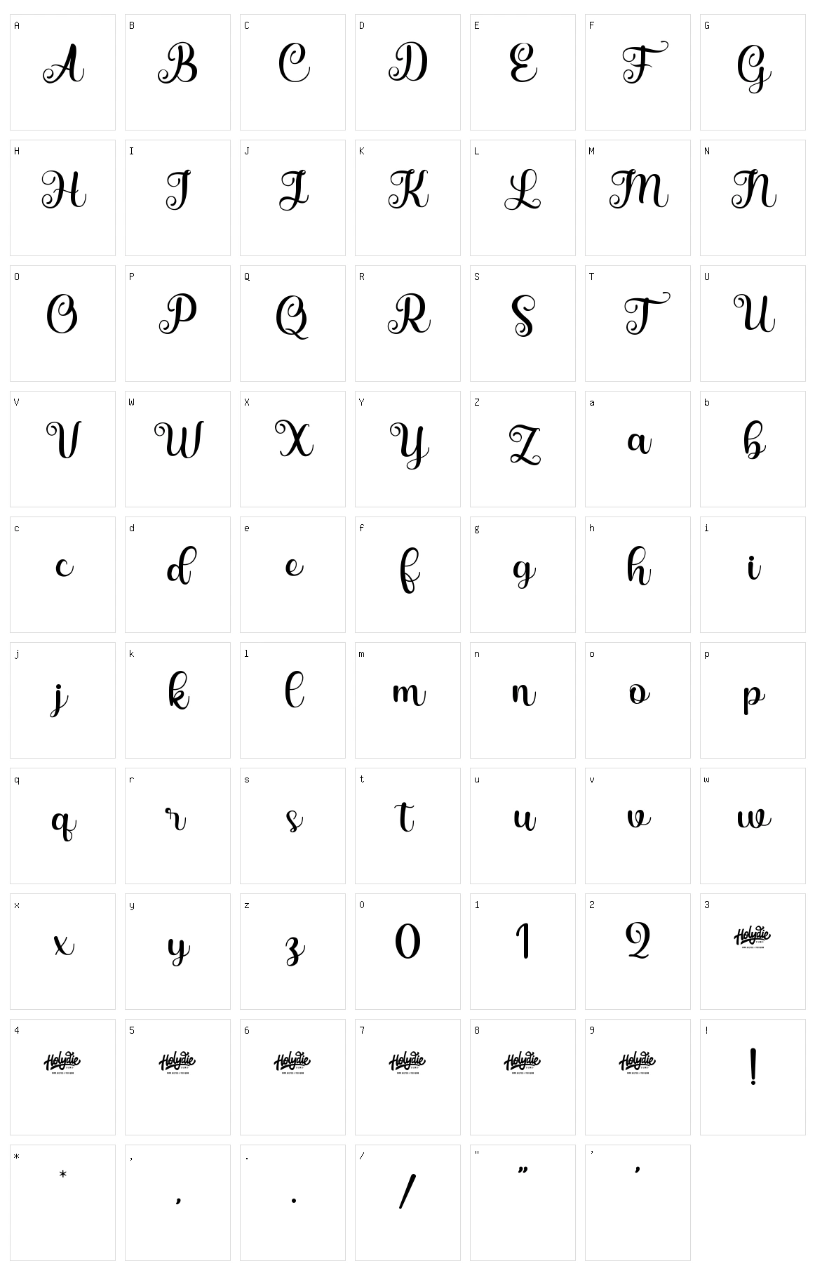 Saylina Character Set