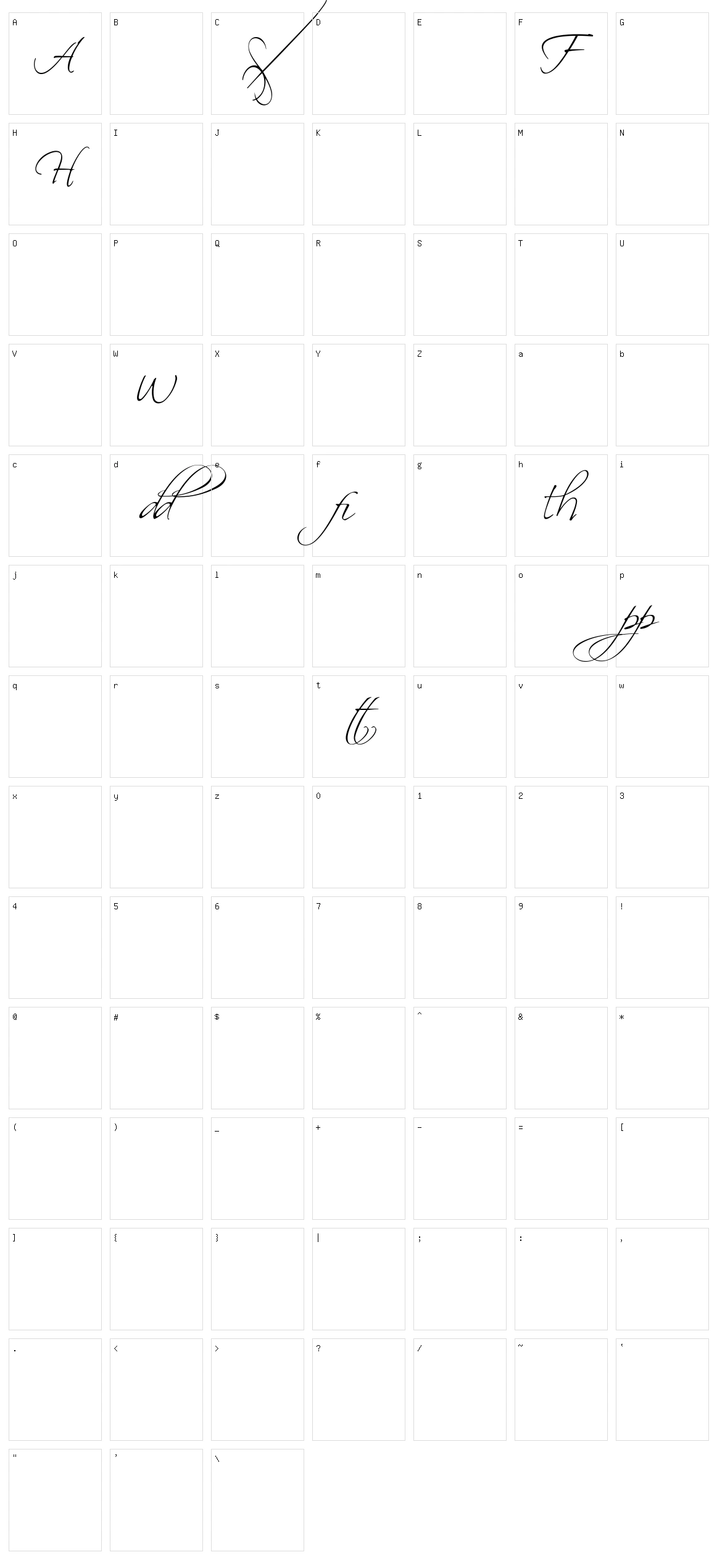 Scriptina Character Set