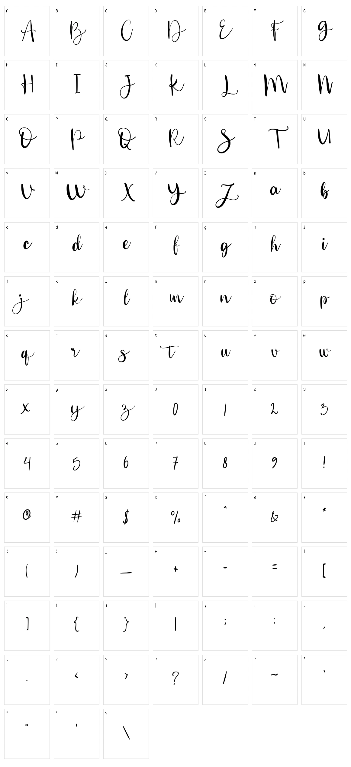 Secillia Character Set