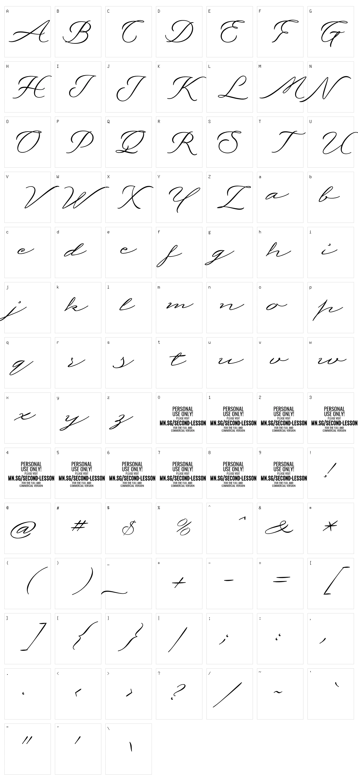Second Lesson Character Set