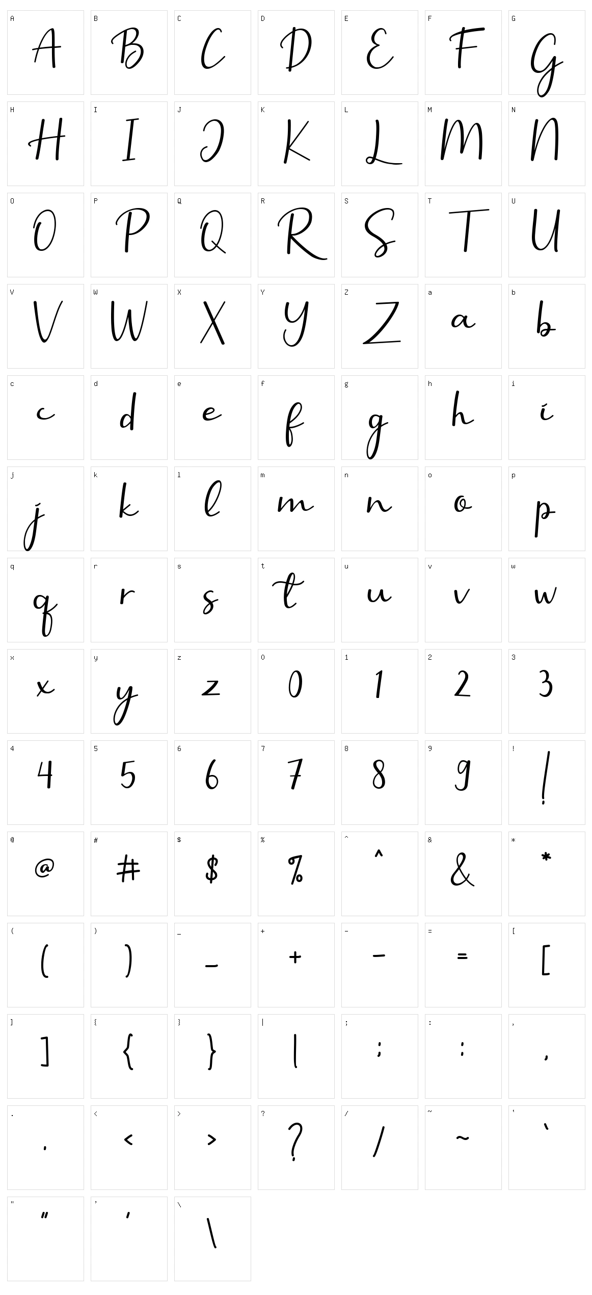 Selly Calligraphy Character Set