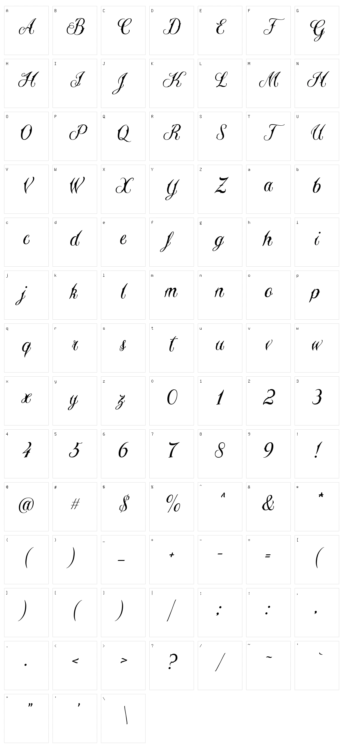 Sewstain Character Set