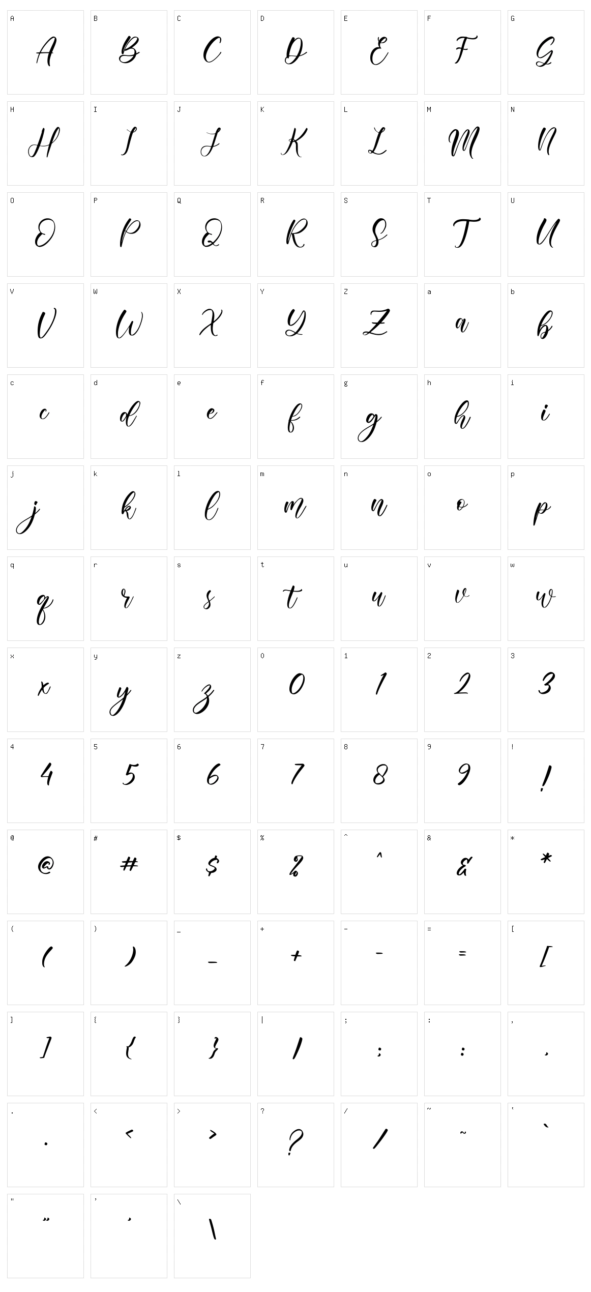 Sharila Character Set