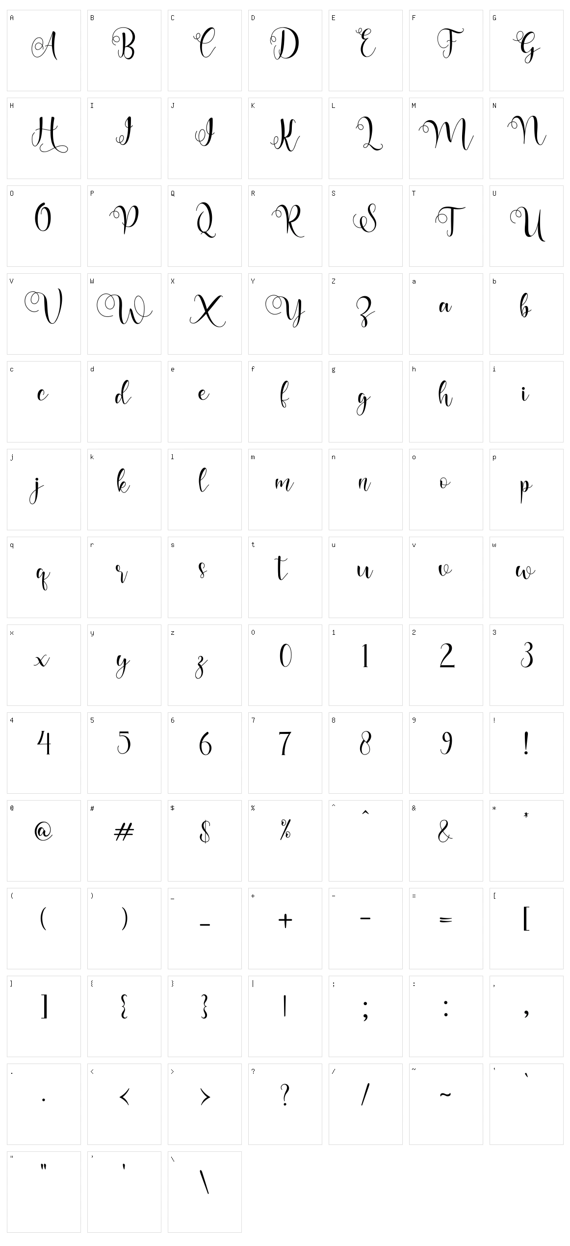 Sharinca Character Set