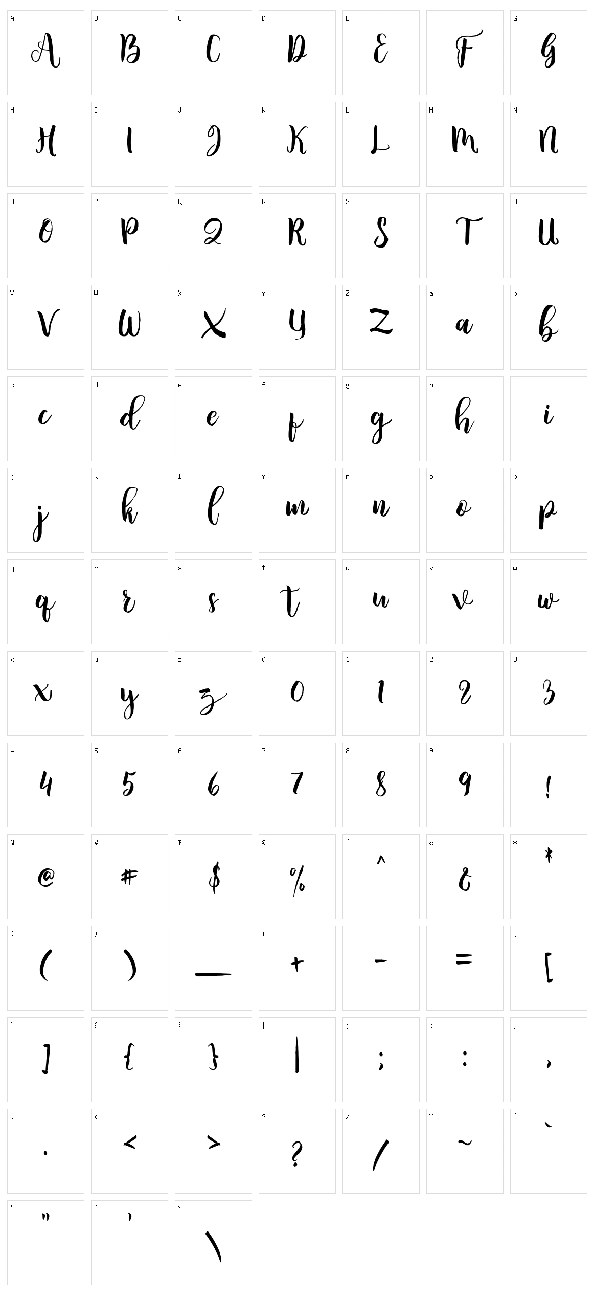 Sharley Character Set