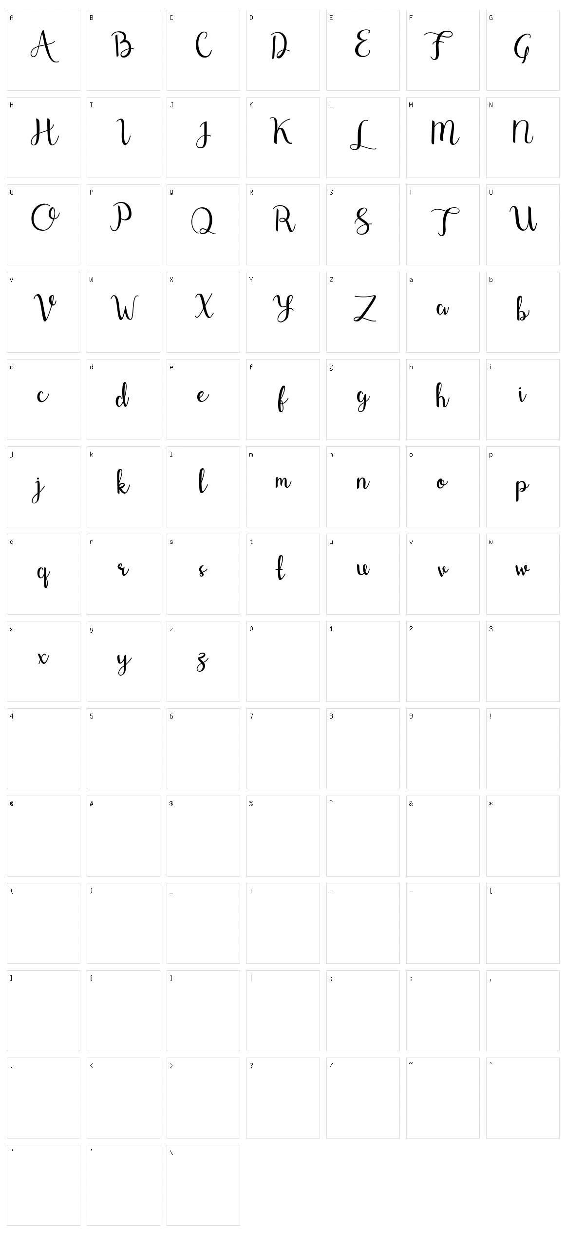 Shefilla Character Set