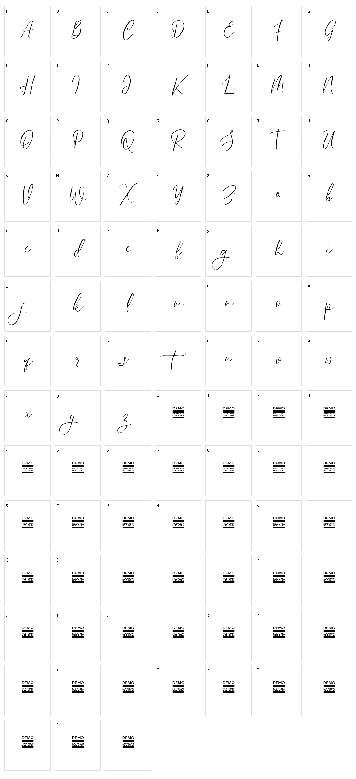 Sheilazain Character Set