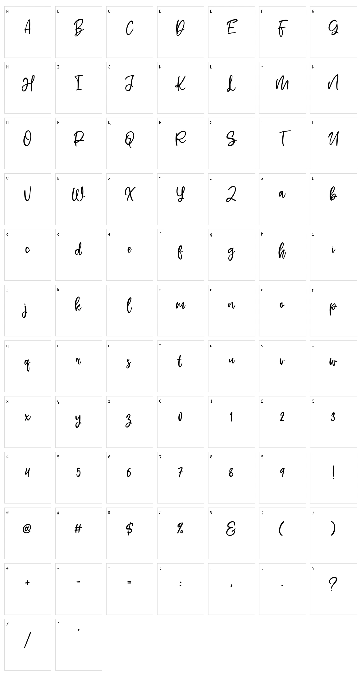 Shelva Character Set