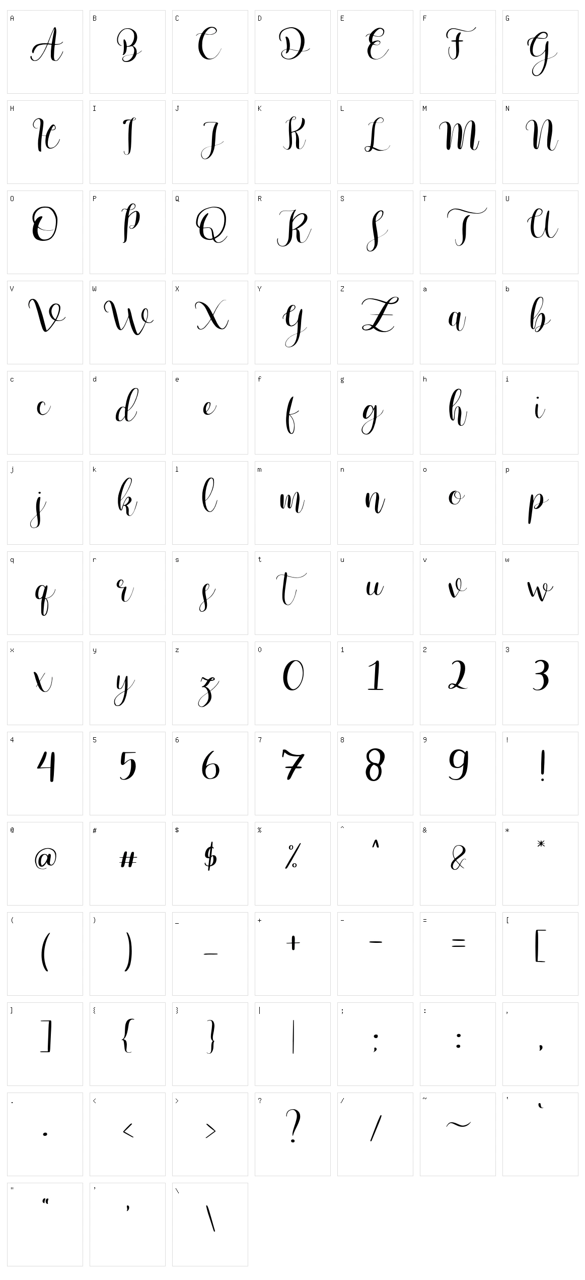 Sherletta Character Set