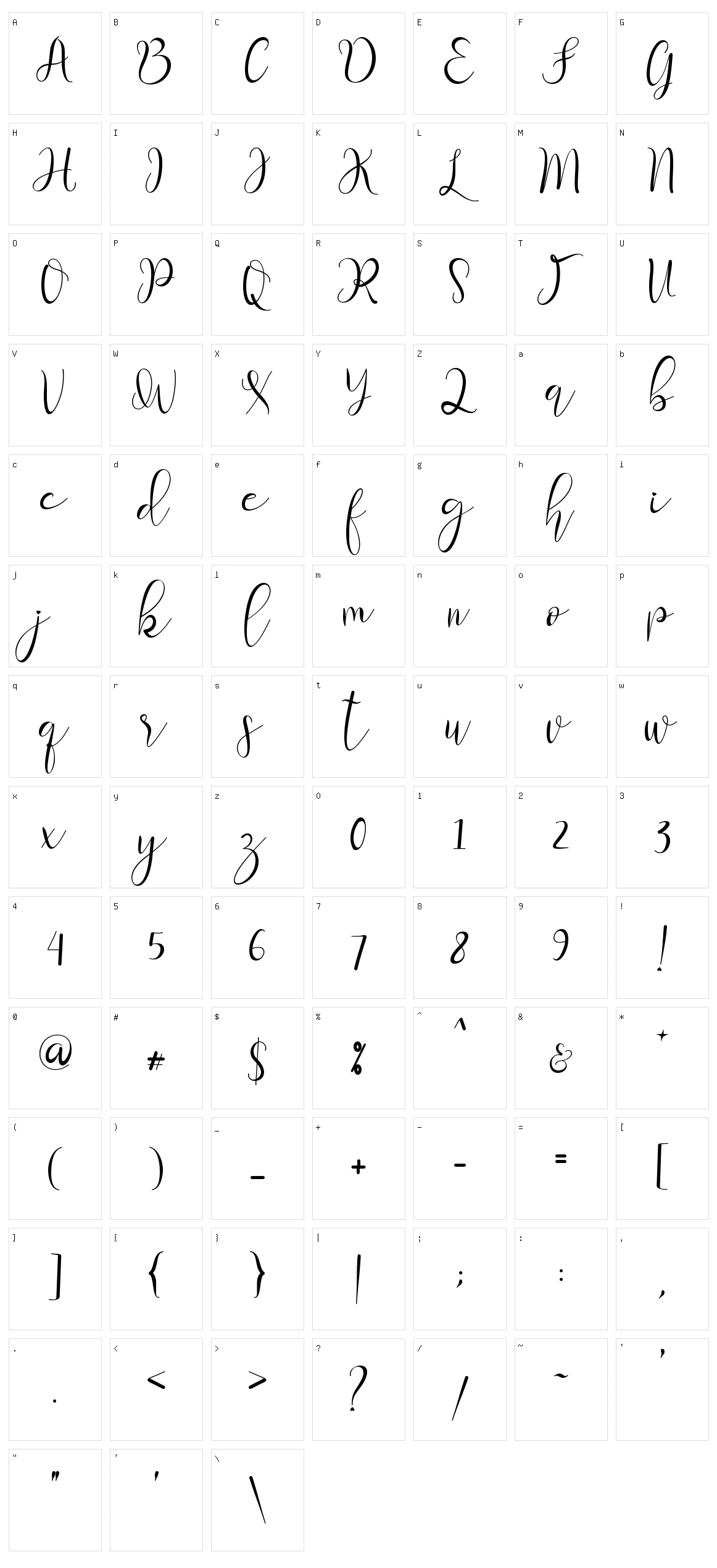 Sherllia Character Set