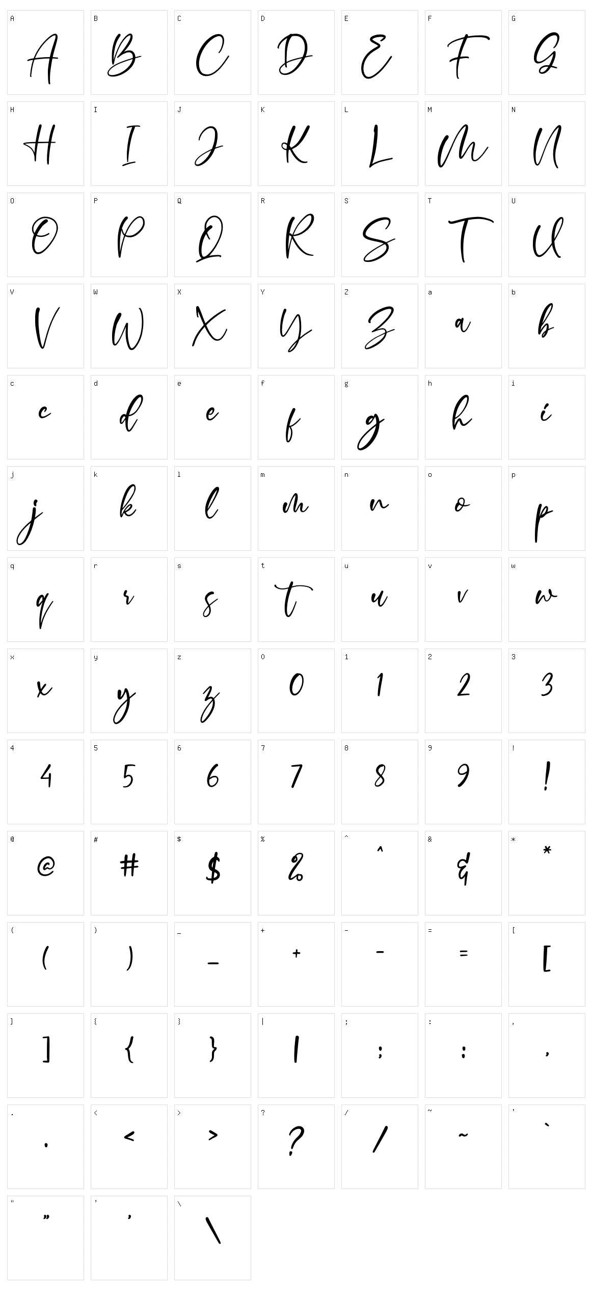 Sherlyn Character Set