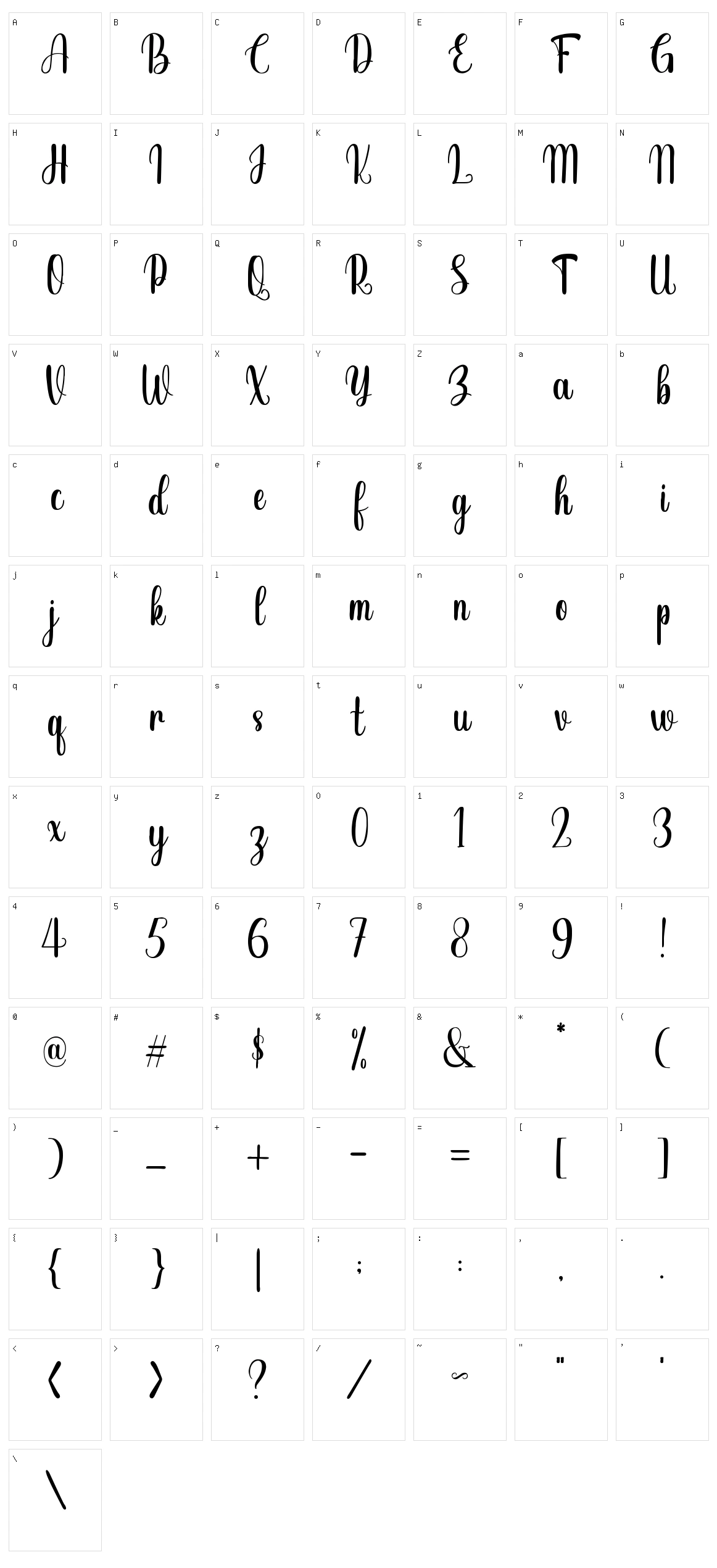 Shopia Character Set