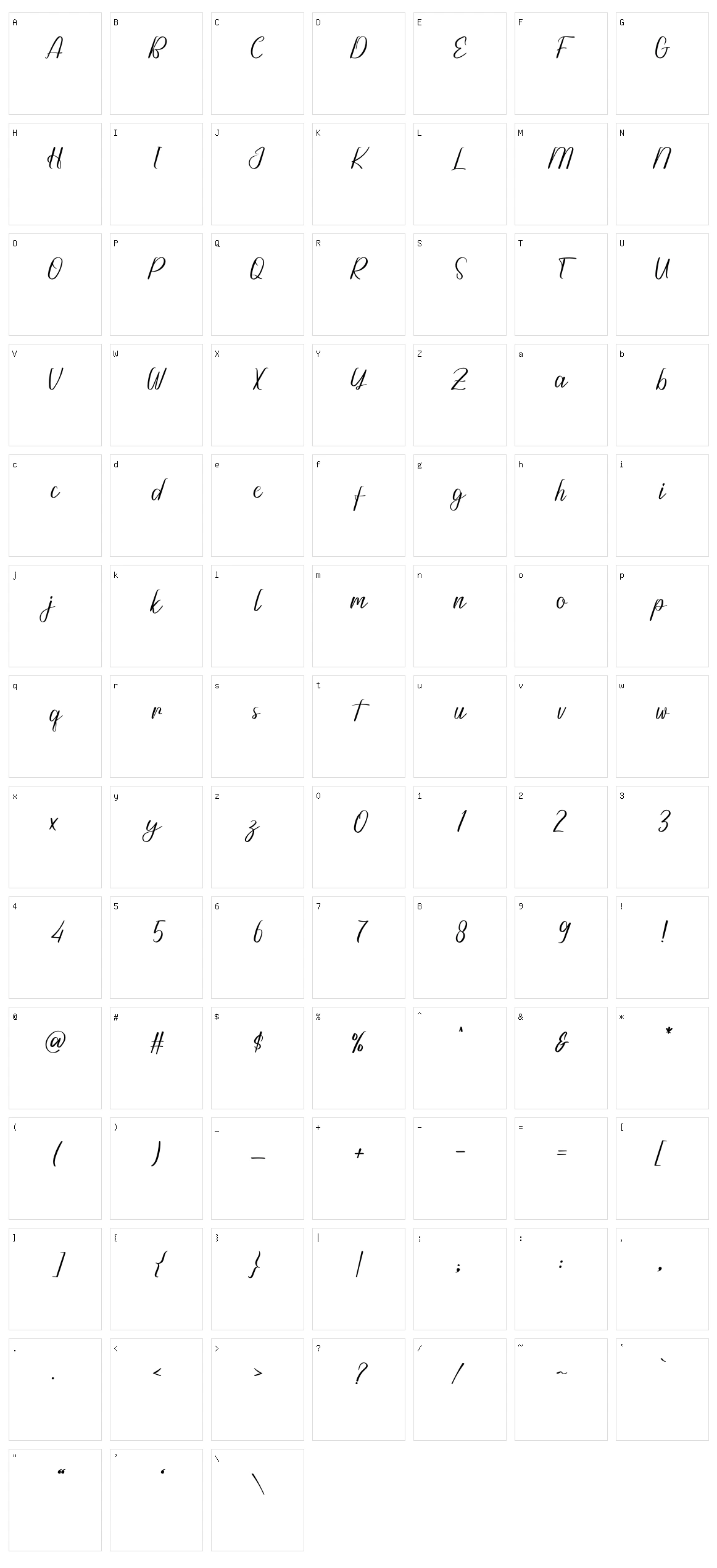 Sincerely Character Set