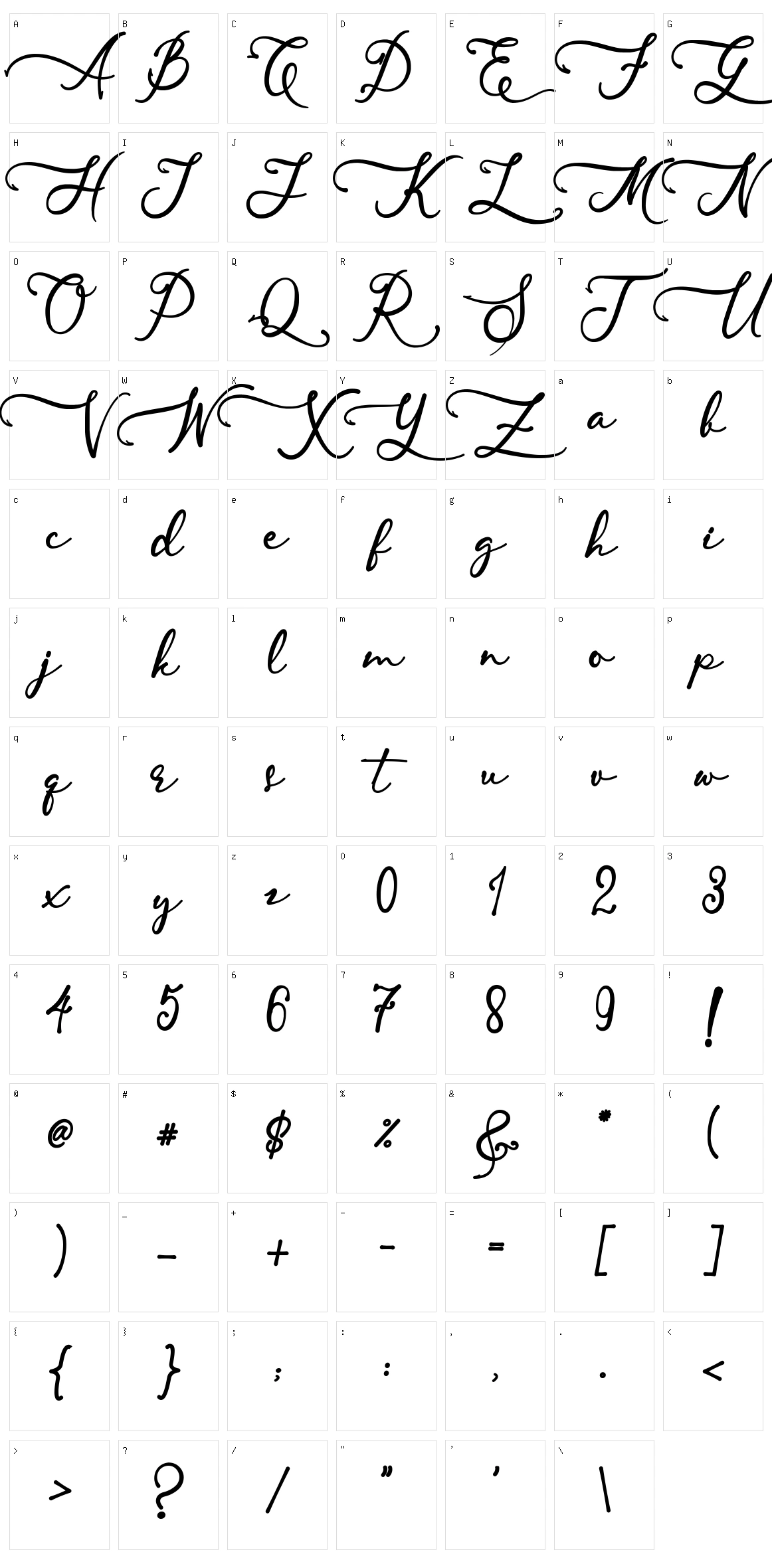 Skallight Millagra Character Set