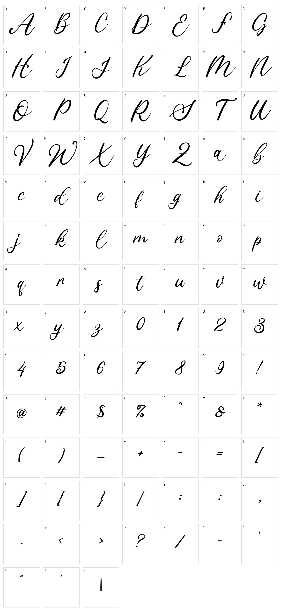 Slimlight Character Set