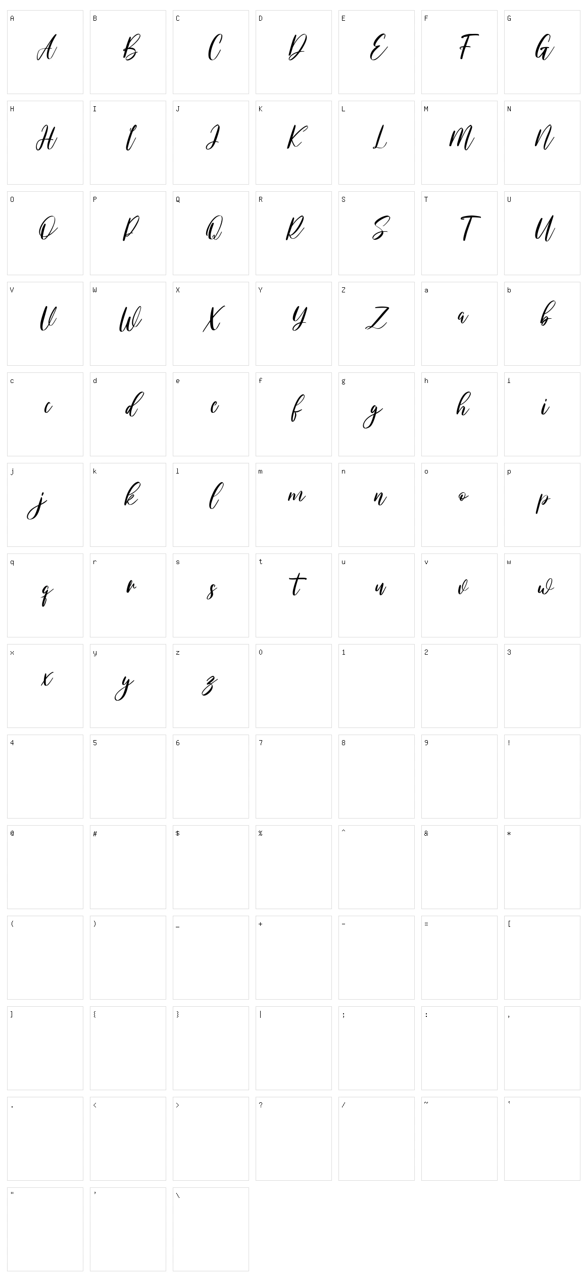 Slowtyfill Character Set