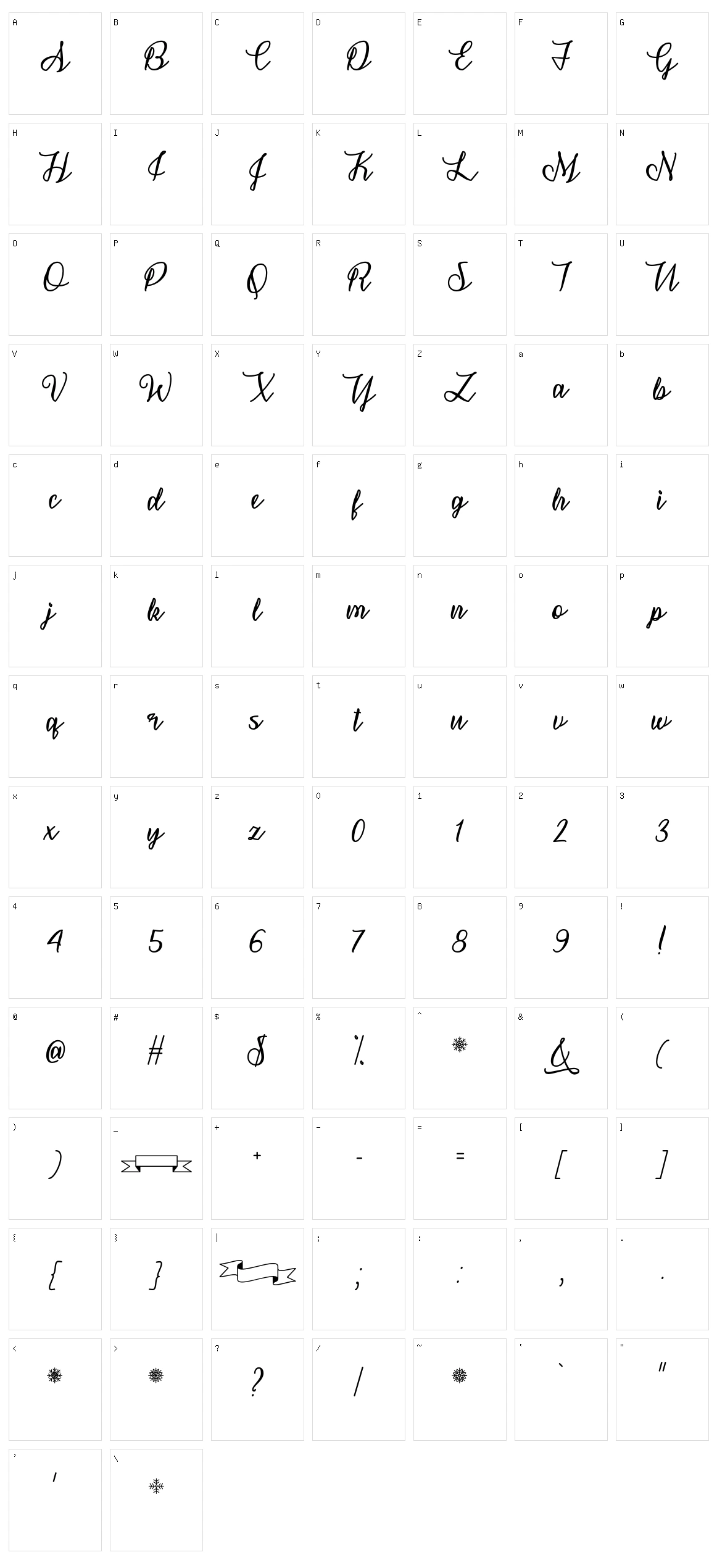 Snowflake Calligraphy Character Set